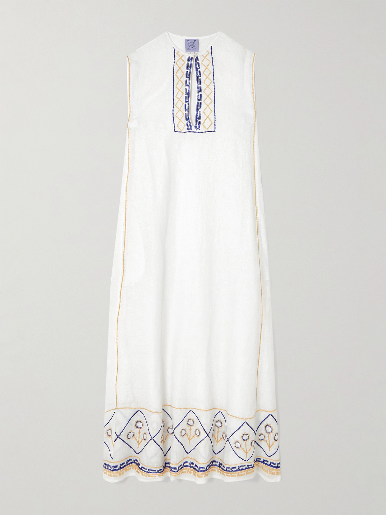 Thierry Colson Apolonia Embroidered Linen Kaftan In White