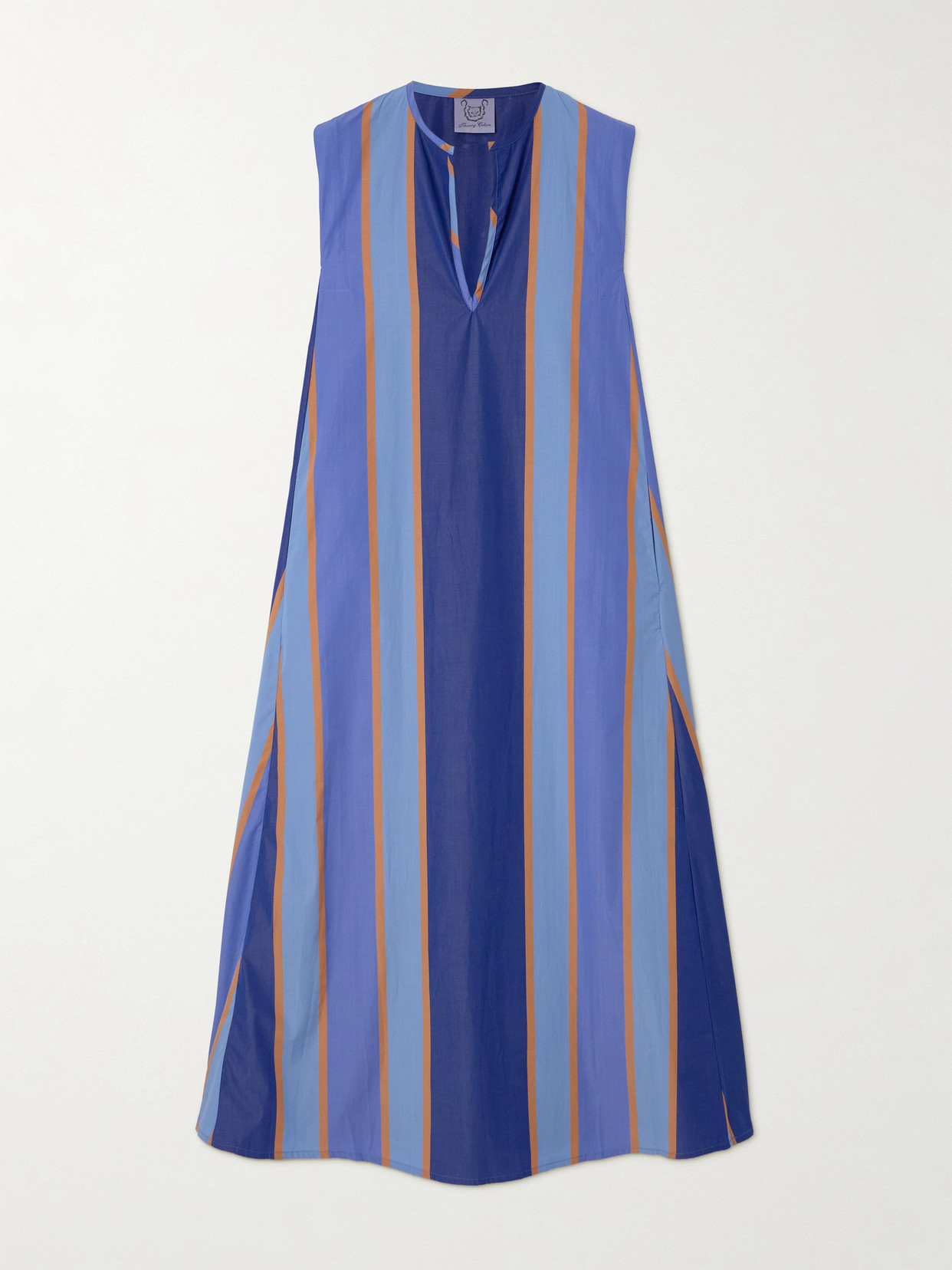 Thierry Colson Apolonia Striped Cotton-poplin Maxi Dress In Blue