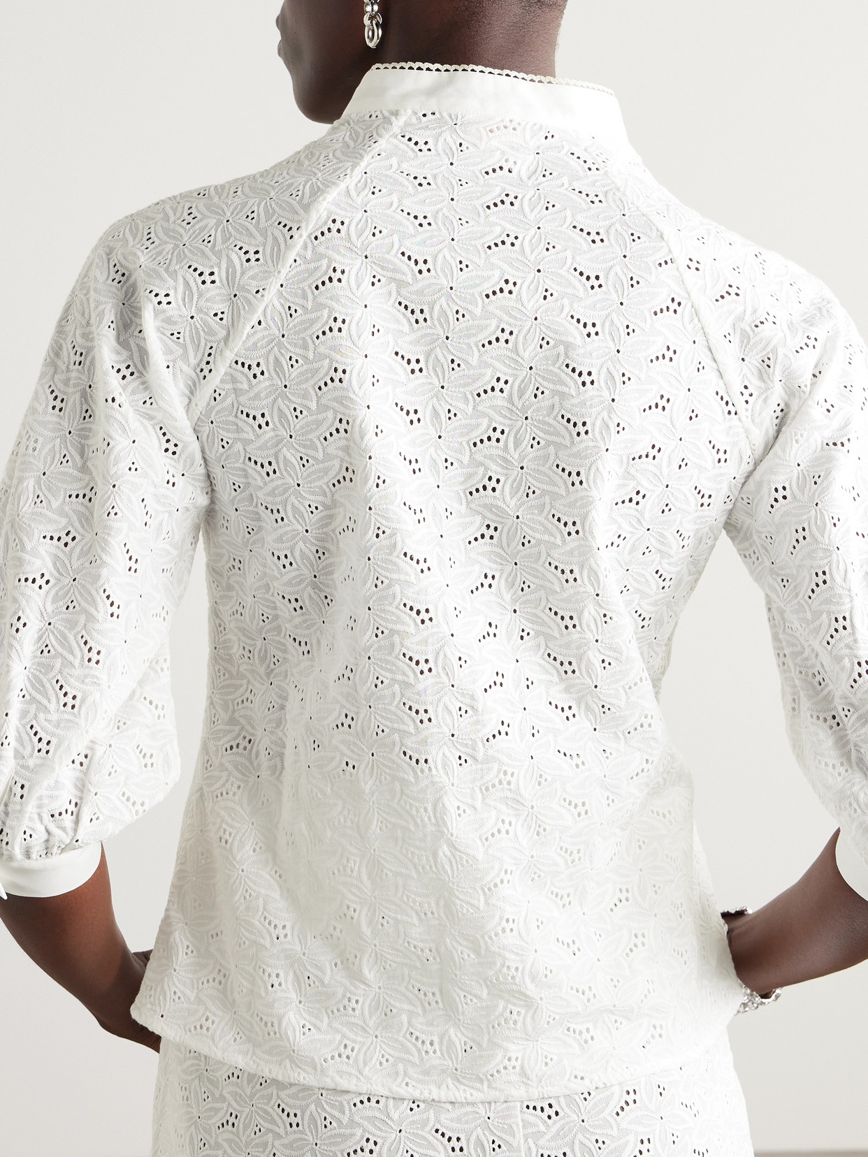 Shop Loretta Caponi Brunella Pintucked Broderie Anglaise Cotton Blouse In White