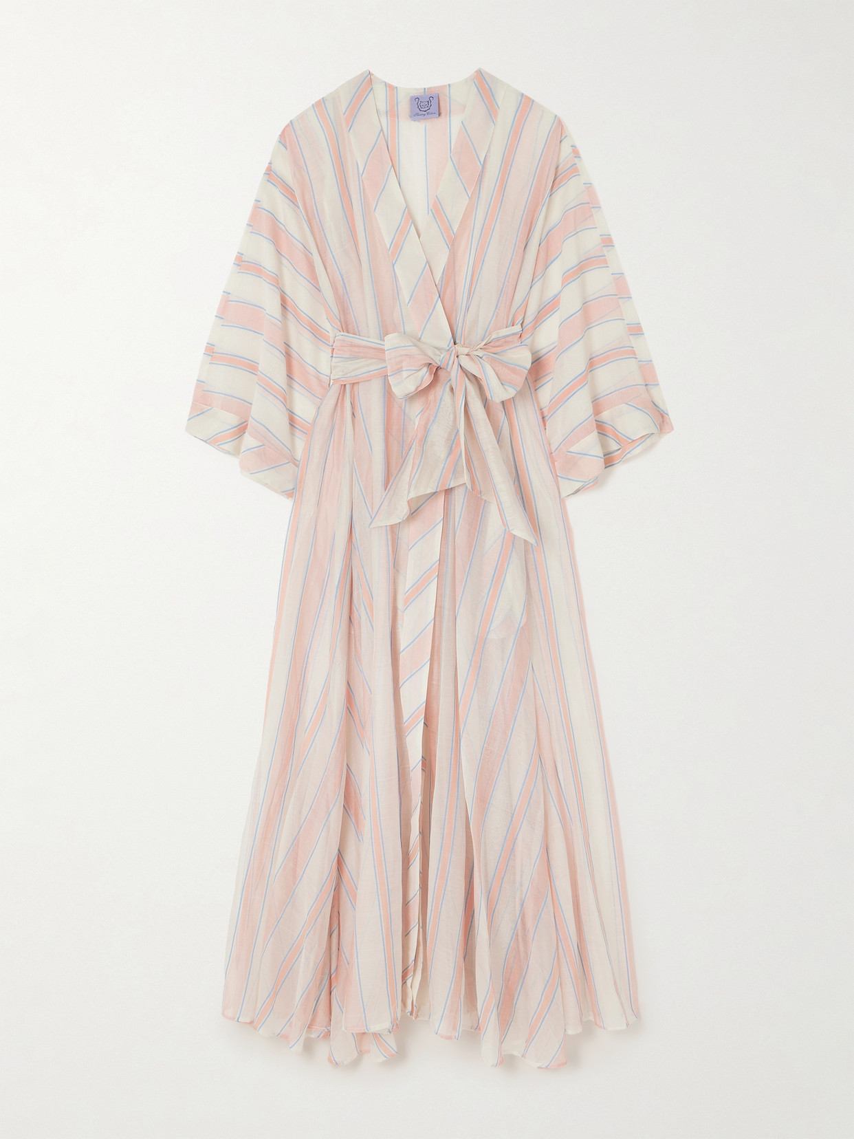 Thierry Colson Almudena Striped Cotton And Silk-blend Voile Maxi Dress In Pink