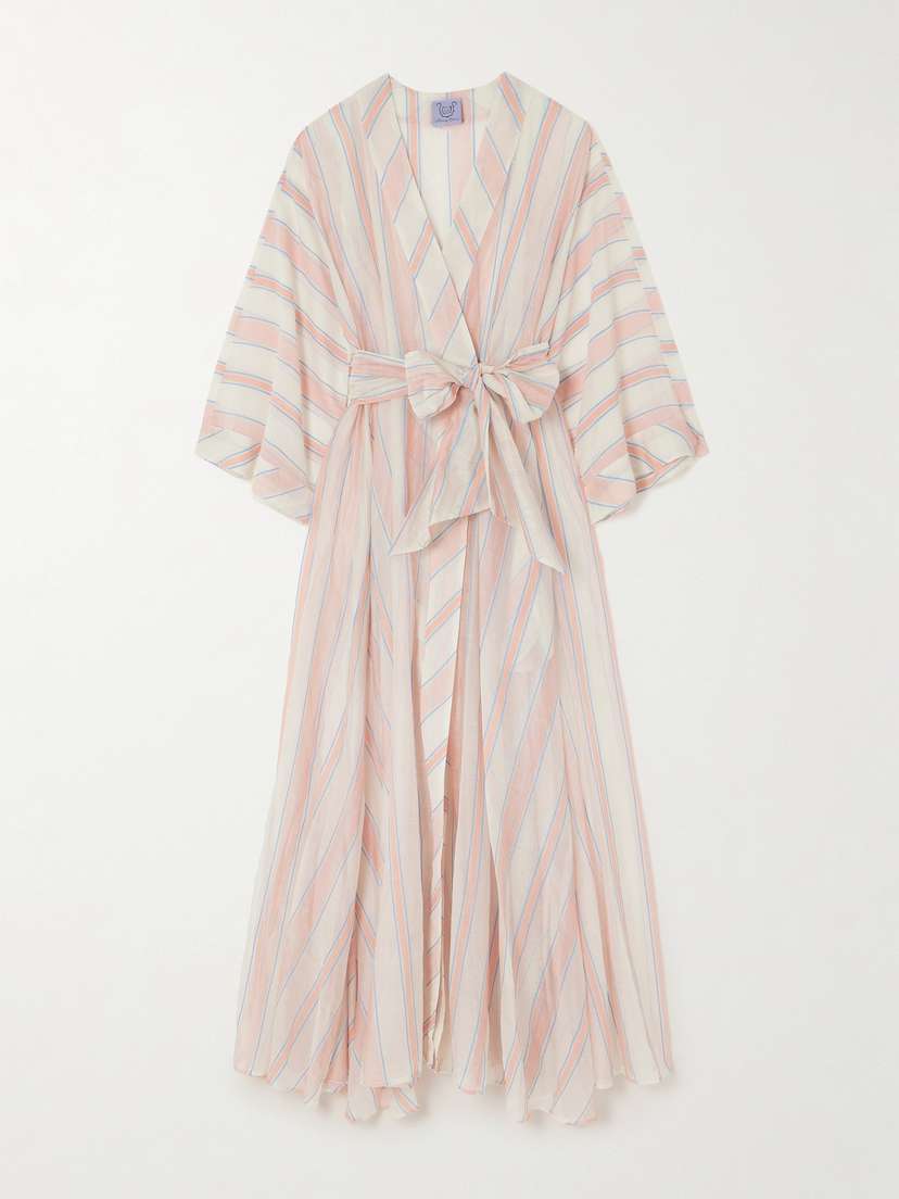 Thierry Colson Almudena Striped Cotton And Silk-blend Voile Maxi Dress