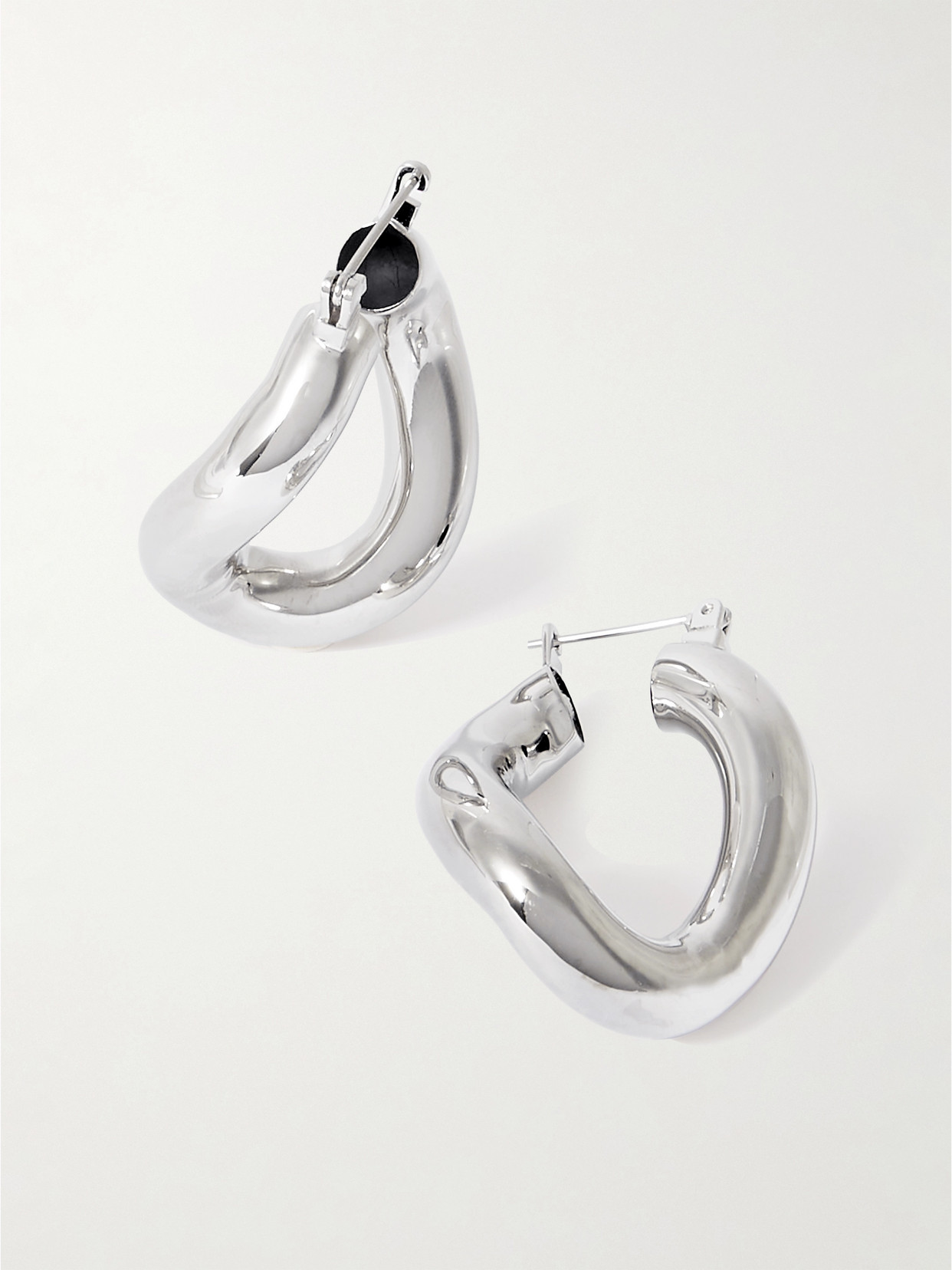 Shop Laura Lombardi Anima Platinum-plated Recycled Hoop Earrings In Silver