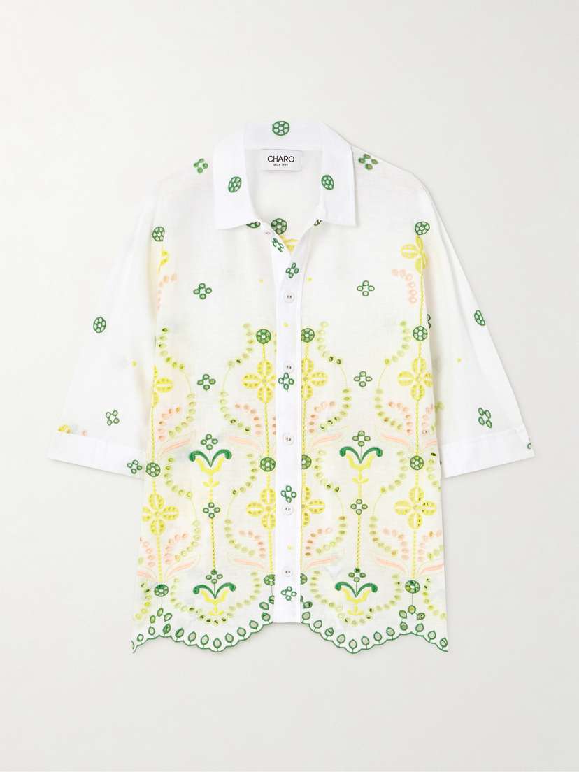 Charo Ruiz Isma Scalloped Broderie Anglaise Cotton-blend Shirt