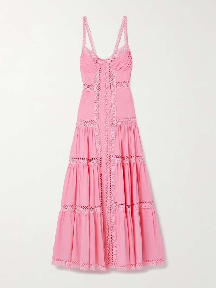 Charo Ruiz Ardele Guipure Lace-trimmed Cotton-blend Voile Maxi Dress