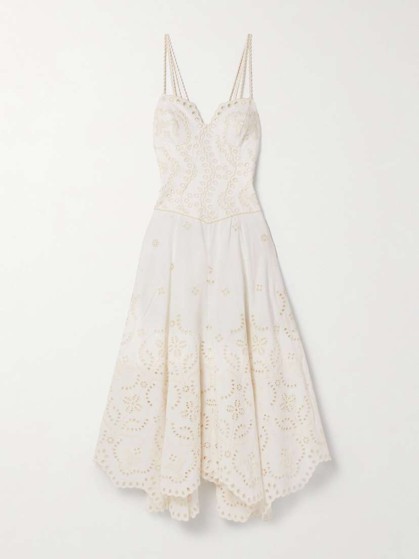 Charo Ruiz Omelia Broderie Anglaise Cotton-blend Midi Dress