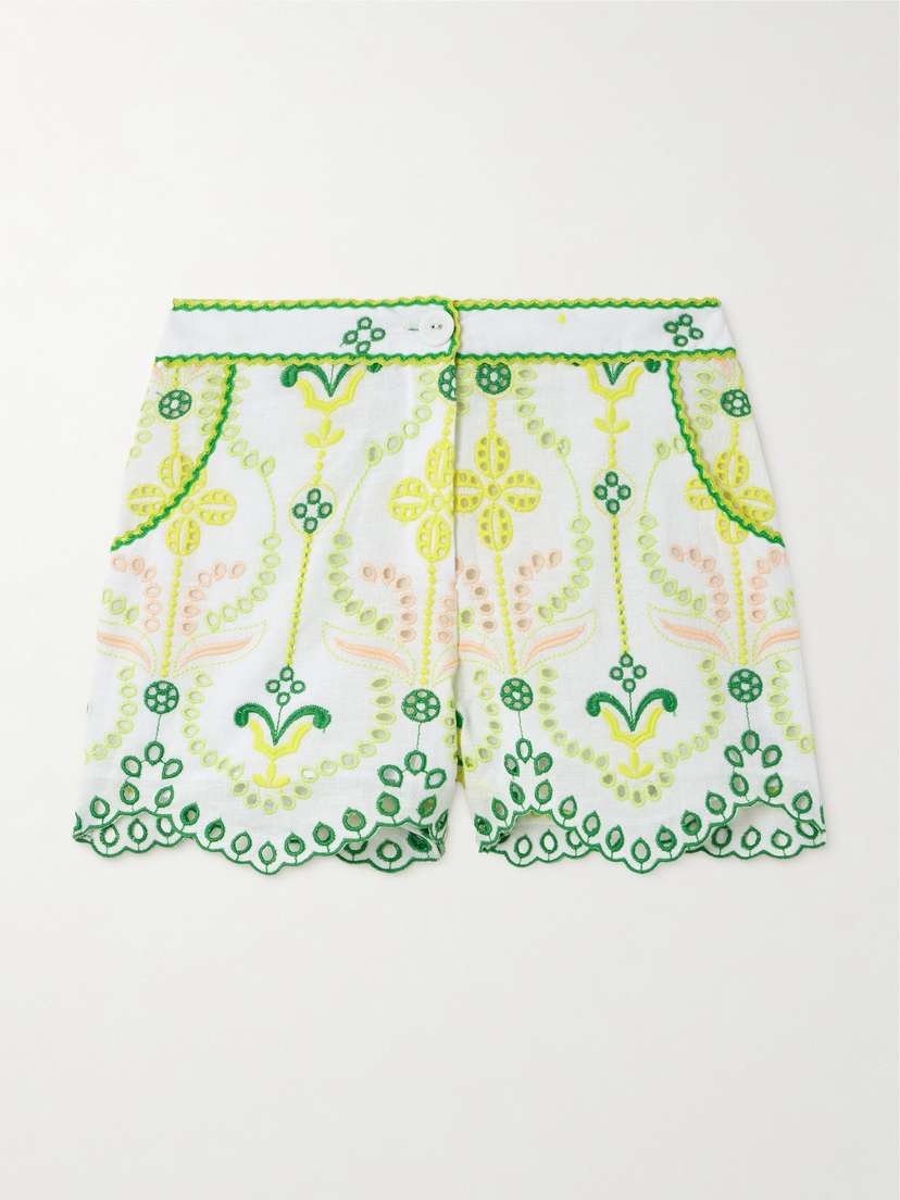 Charo Ruiz Mason Scalloped Broderie Anglaise Cotton-blend Shorts