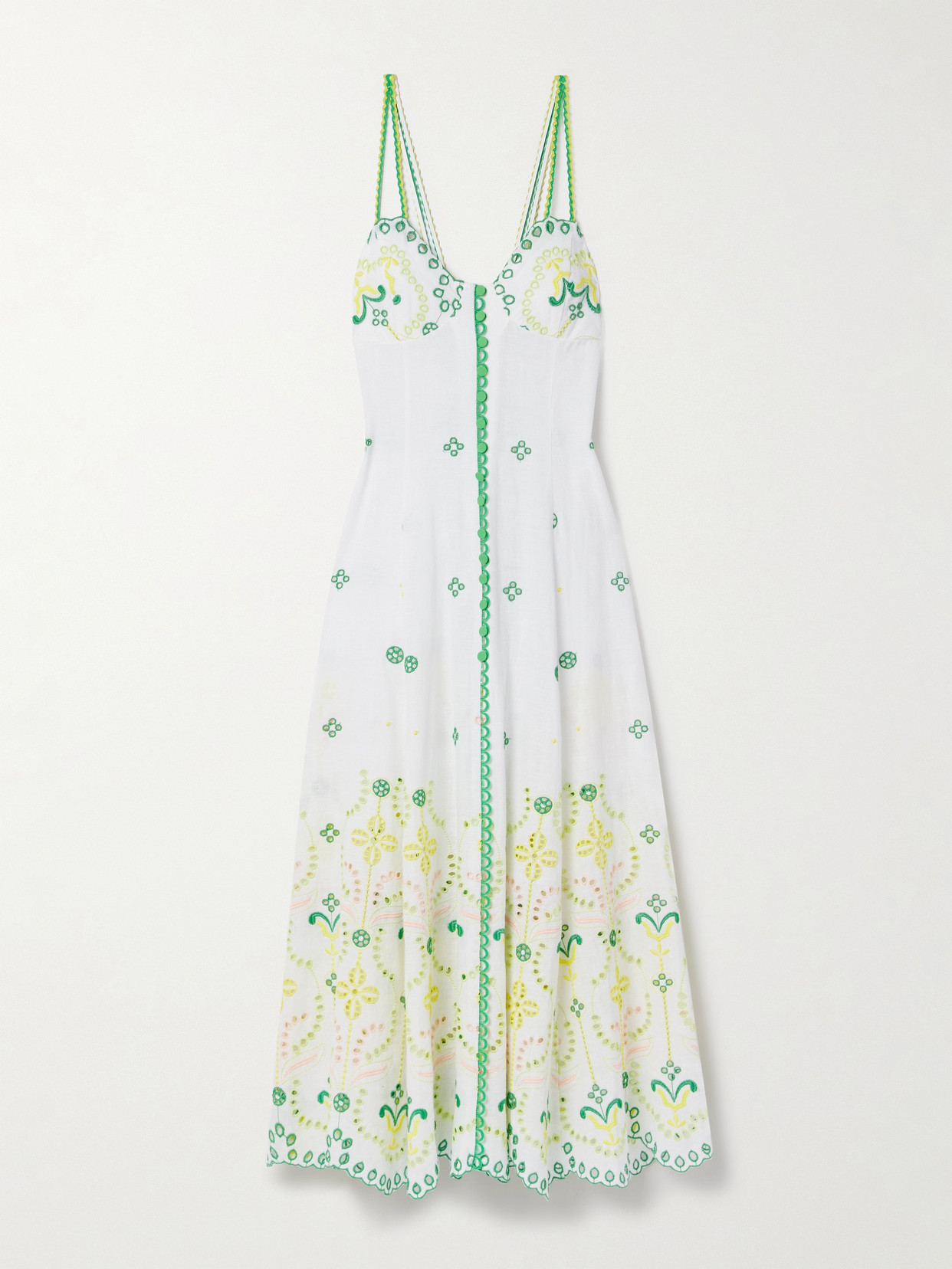 Charo Ruiz - Mutti Broderie Anglaise Cotton-blend Maxi Dress - Yellow
