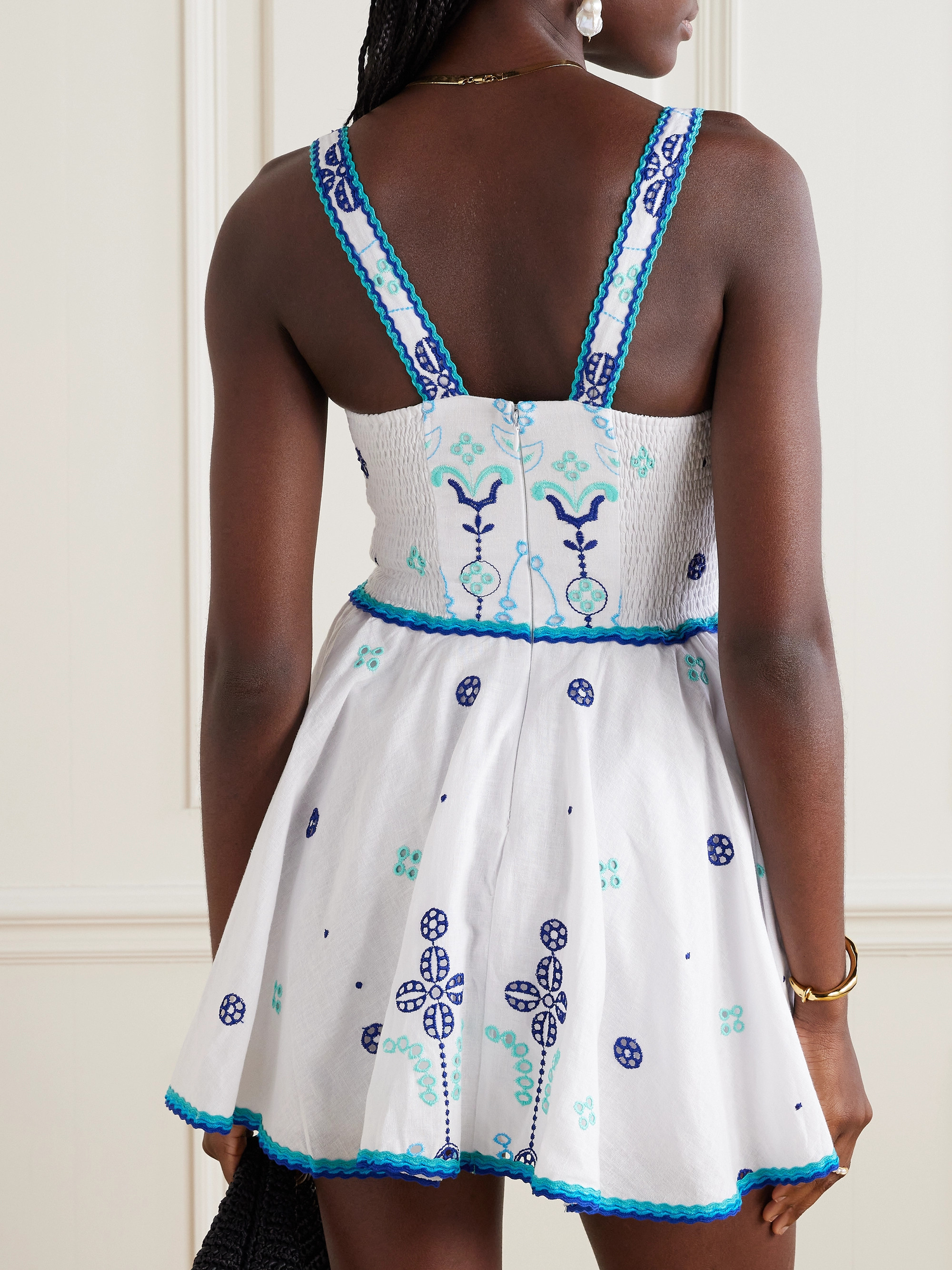 Charo Ruiz Moli shirred broderie anglaise cotton-blend mini dress thumbnail