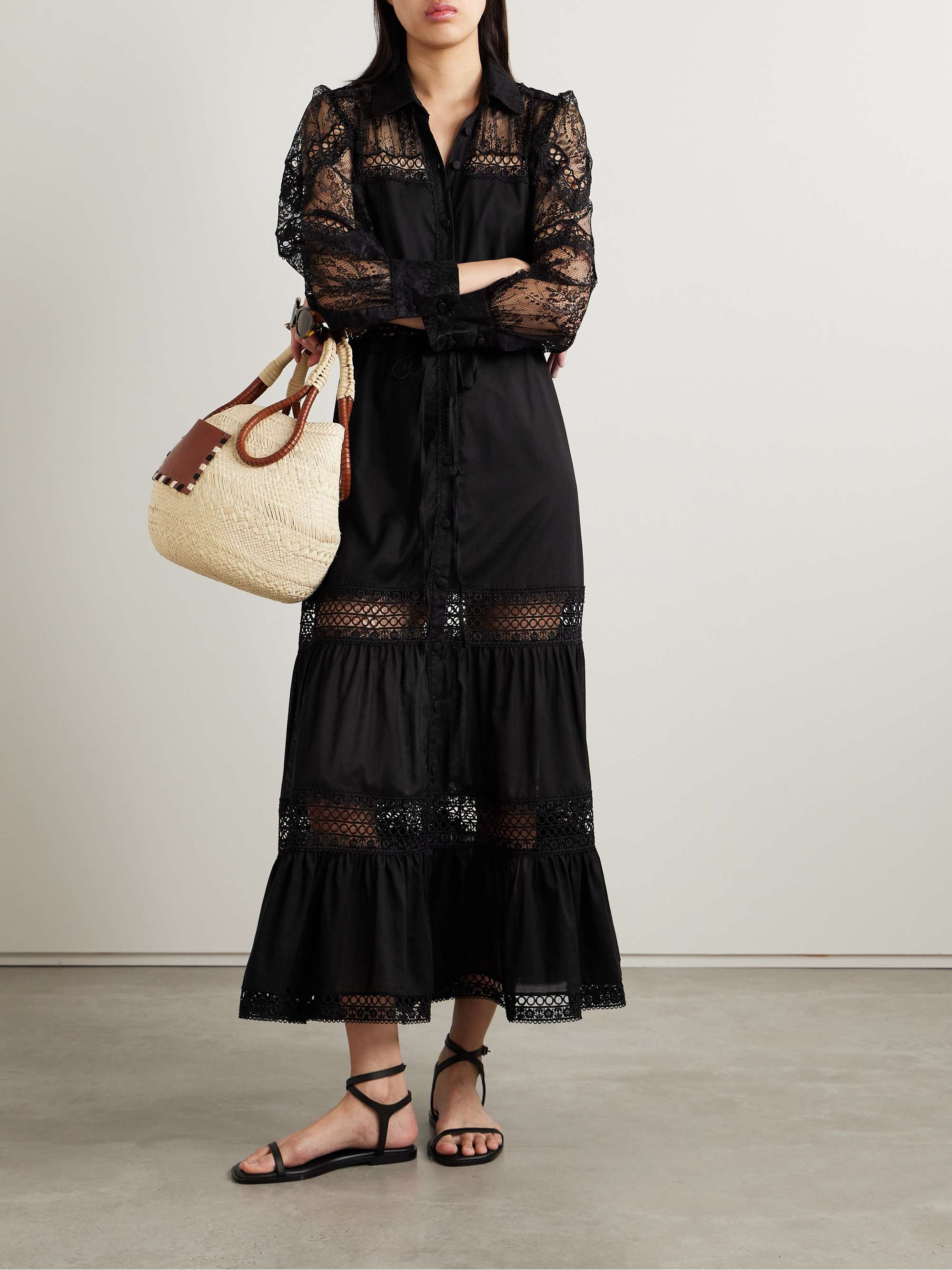 早割航空券 Lucil RUIZ CHARO lace-trimmed NET | dress maxi cotton-blend 犬服・アクセサリー