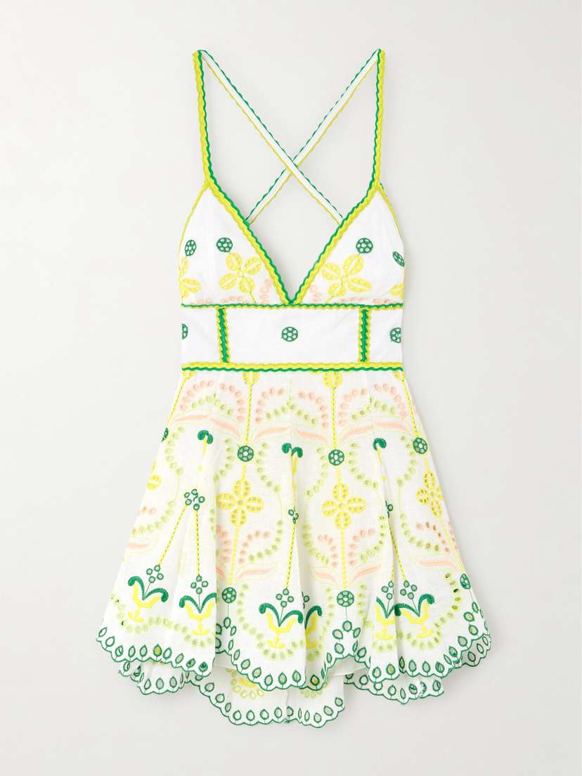 Charo Ruiz Cluzet Broderie Anglaise Cotton-blend Halterneck Mini Dress