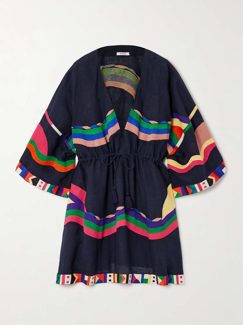 Eres Solar Embroidered Linen Kaftan