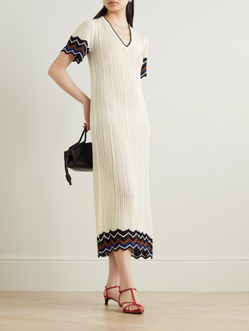 Eres Luna striped crocheted cotton-blend dress
