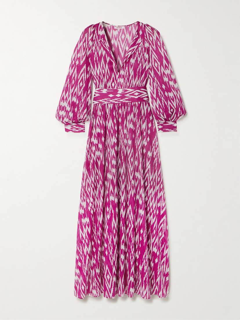 Eres Tornado Belted Printed Cotton-voile Midi Dress