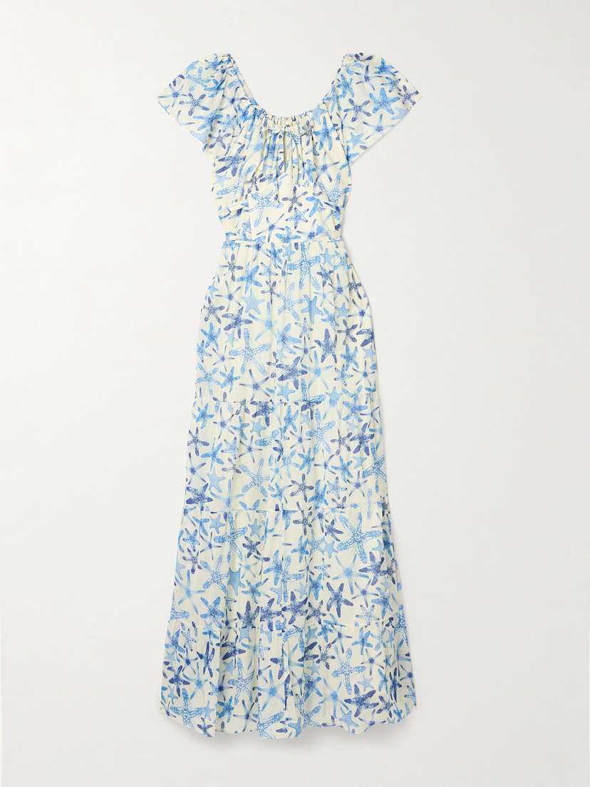 Emporio Sirenuse Chloe Tiered Gathered Printed Cotton-voile Maxi Dress