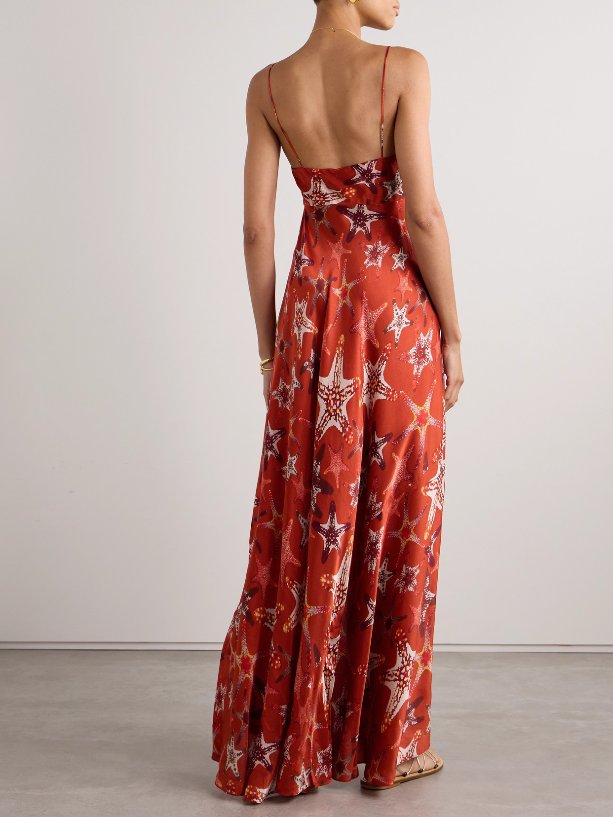 Emporio Sirenuse Ariele Printed Silk-crepe Top In Orange