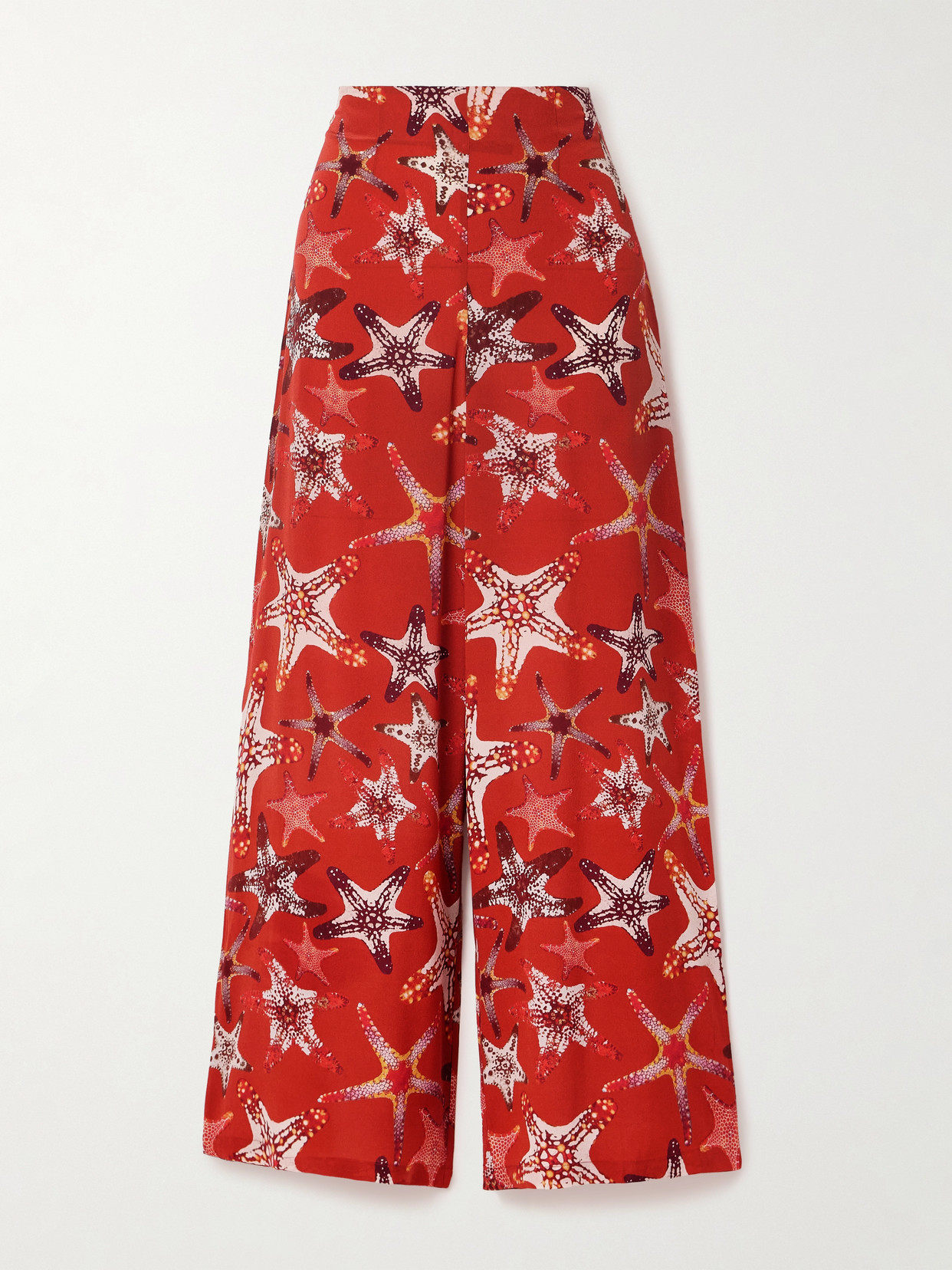 Emporio Sirenuse Stephan Printed Silk-crepe Wide-leg Pants In Orange