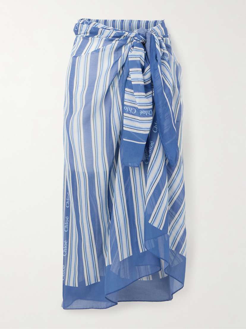 Chloé Striped Cotton And Silk-blend Voile Scarf