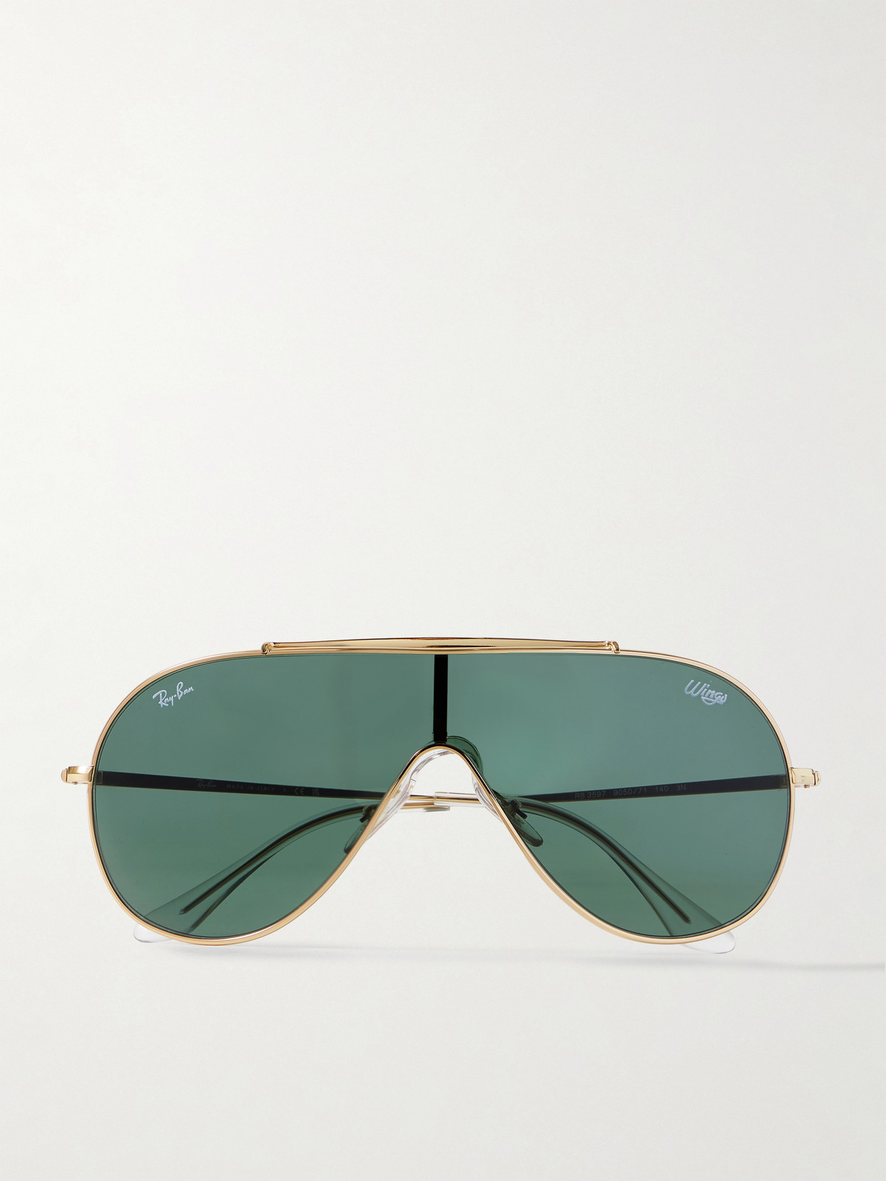 Ray Ban Wings Aviator-style Gold-tone Sunglasses In Green