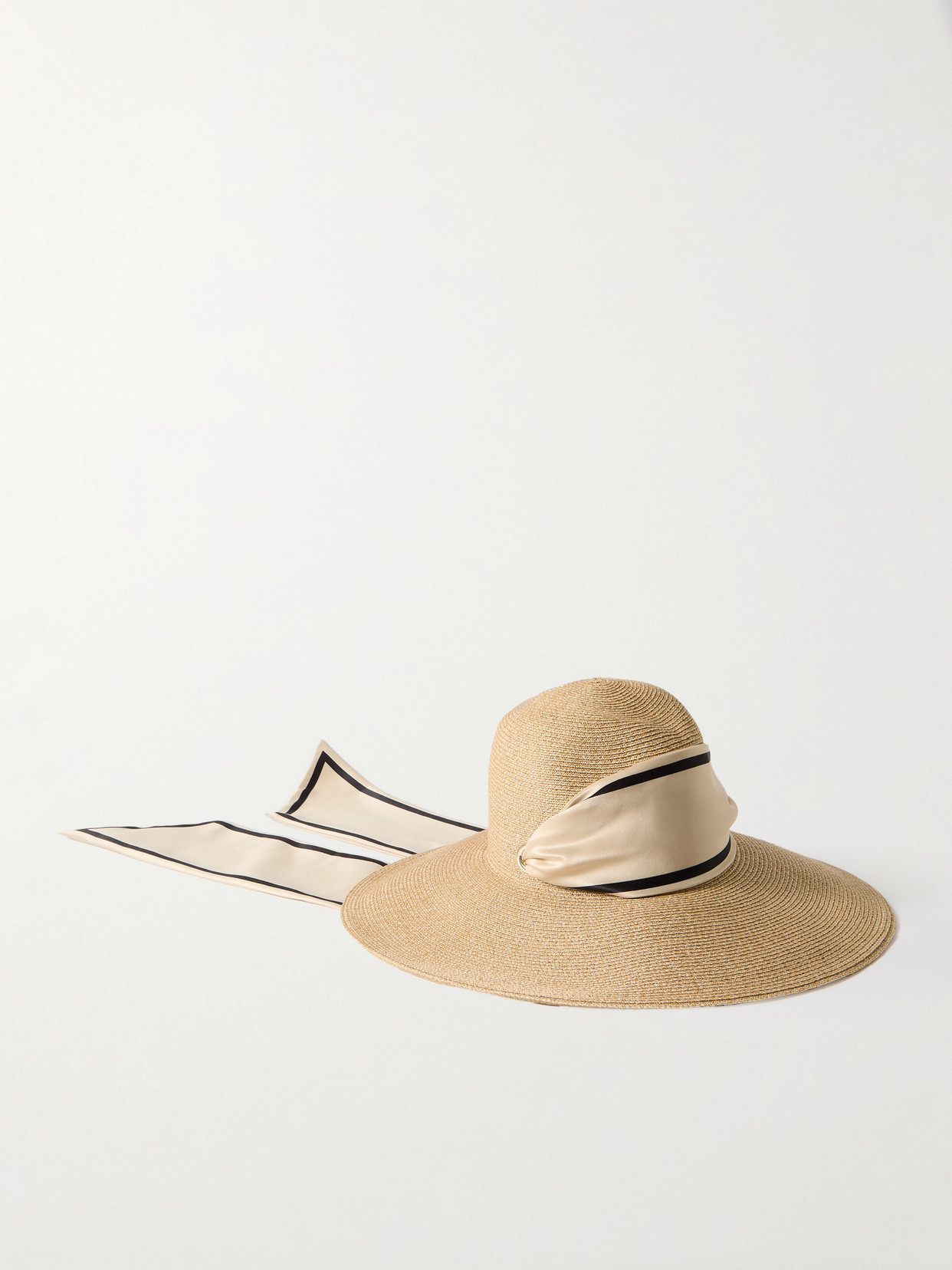 Eugenia Kim Cassidy Striped Satin-trimmed Straw Hat In Neutrals