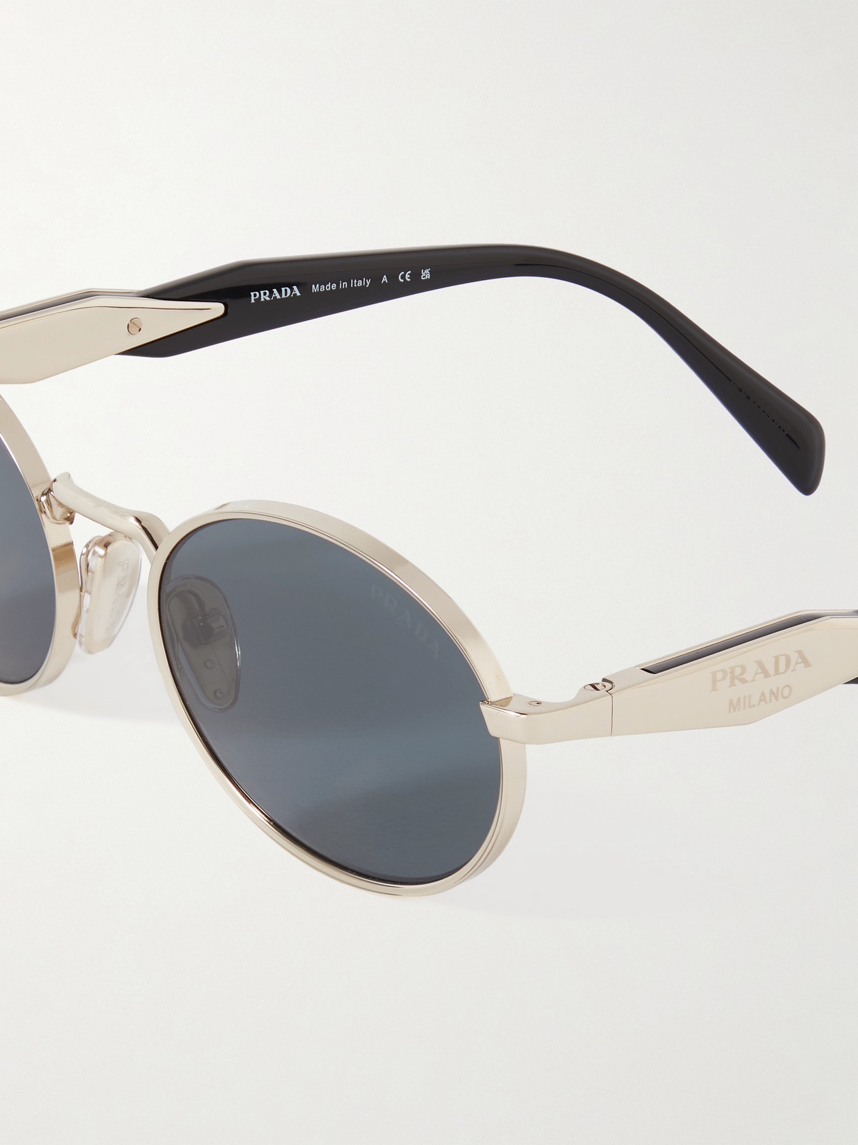 Prada Oval-frame Acetate And Gold-tone Sunglasses In Gold