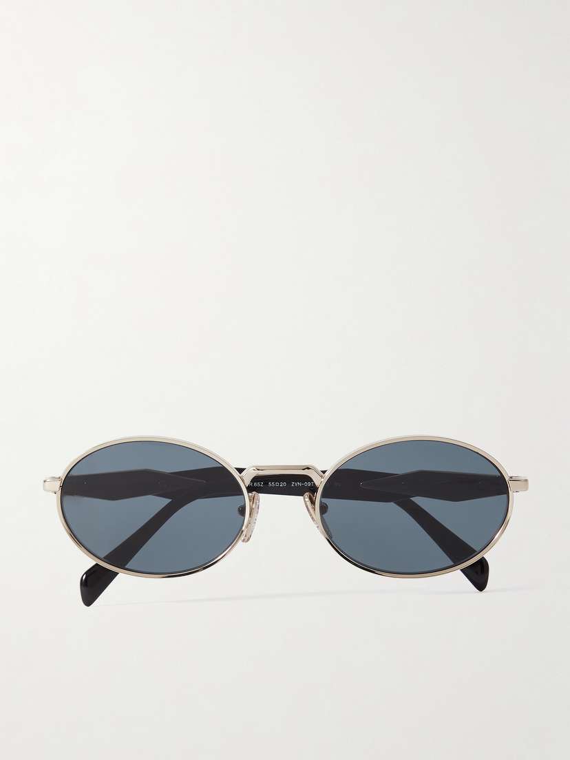 PRADA EYEWEAR Oval-frame Acetate And Gold-tone Sunglasses