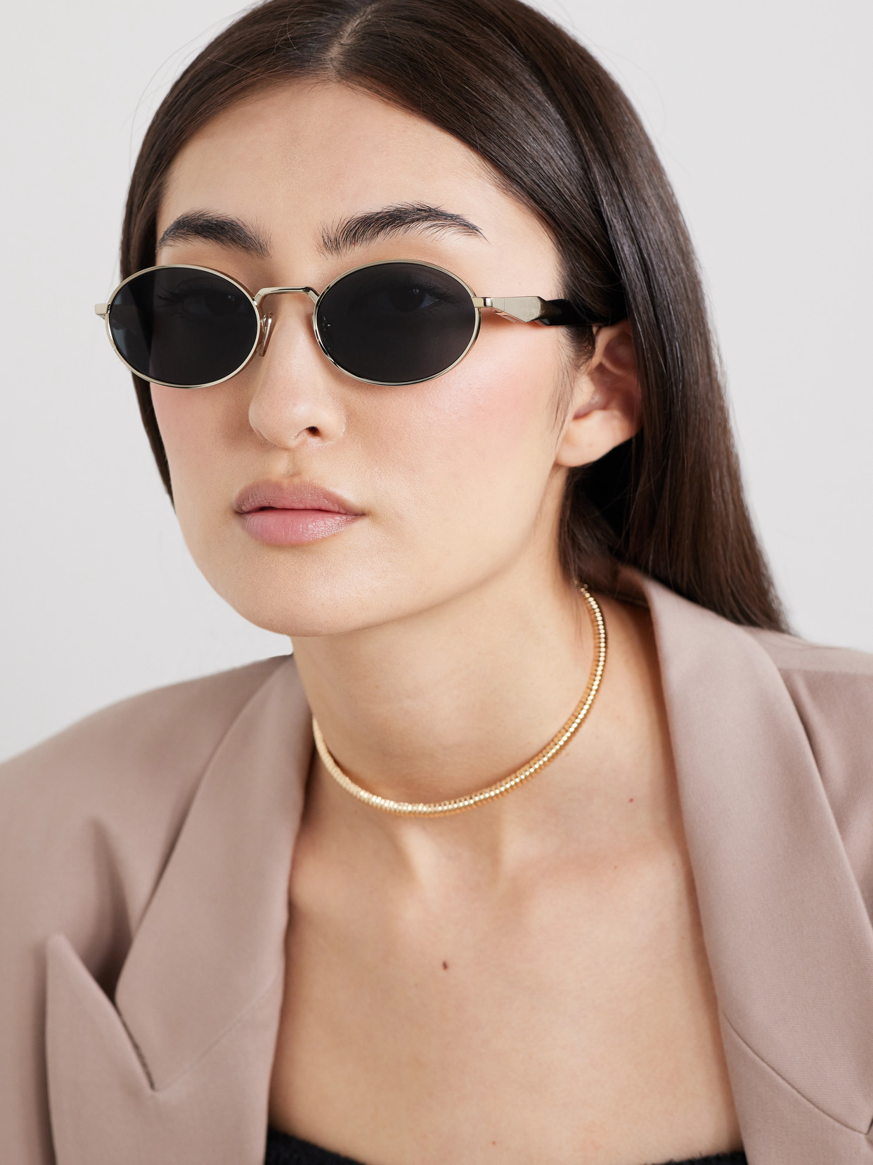 Prada Oval-frame Acetate And Gold-tone Sunglasses In Gold