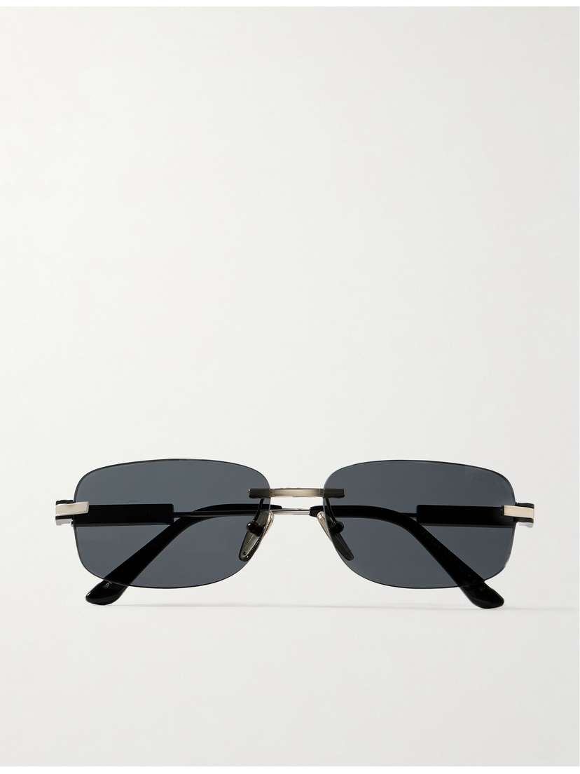 PRADA EYEWEAR Rimless Rectangle-frame Silver And Gold-tone And Acetate Sunglasses