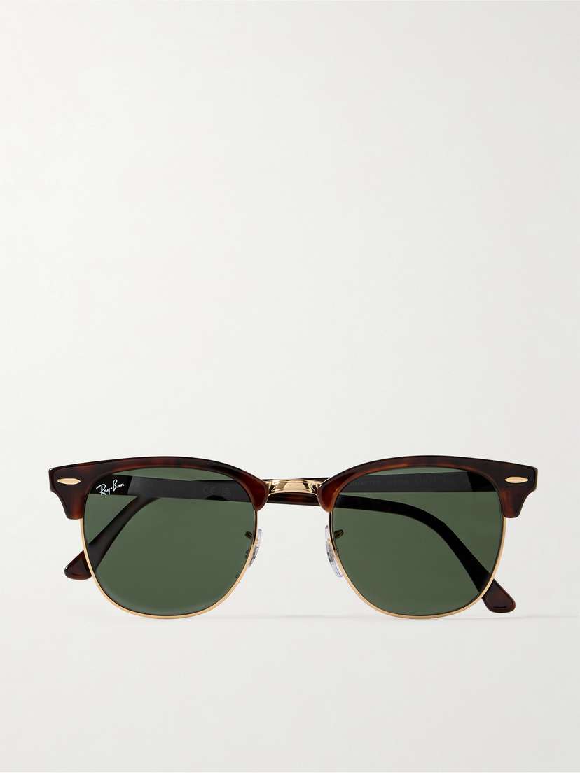 Ray-Ban Clubmaster D-frame Tortoiseshell Acetate And Gold-tone Sunglasses