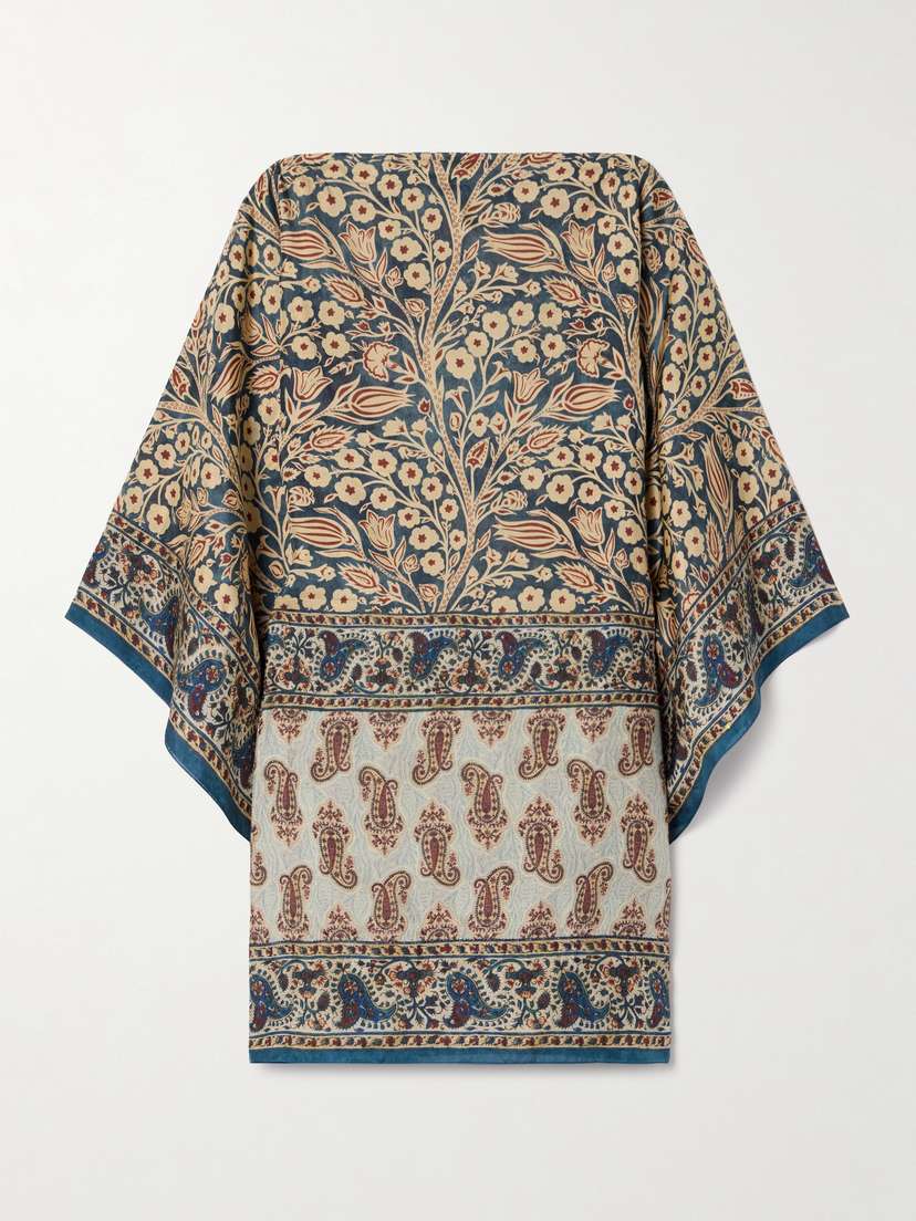 Loro Piana Printed Silk-habotai Poncho