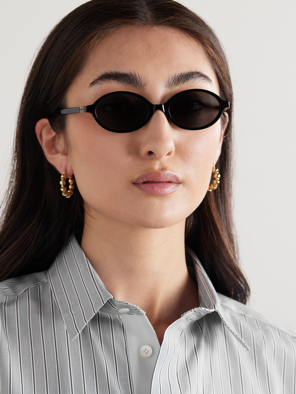 Miu Miu Round-frame Acetate Sunglasses In Black