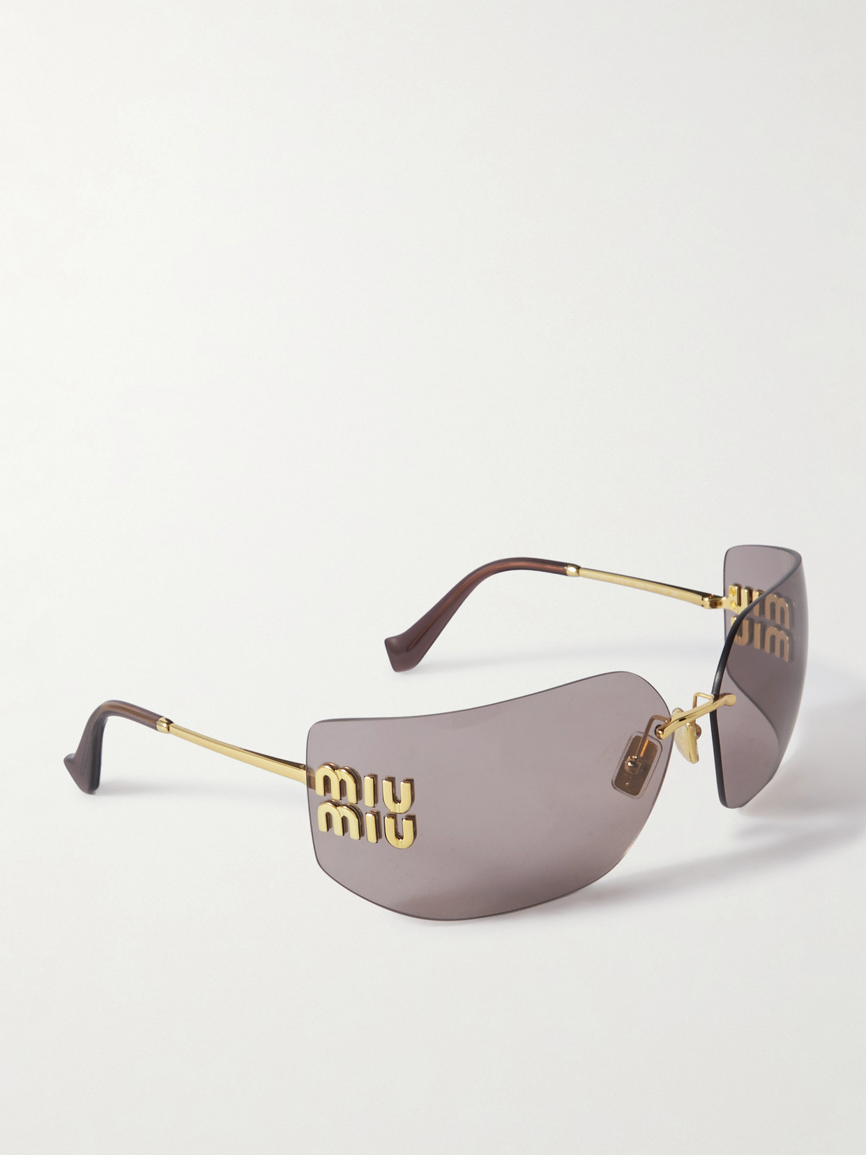 Shop Miu Miu D-frame Gold-tone Sunglasses In Brown