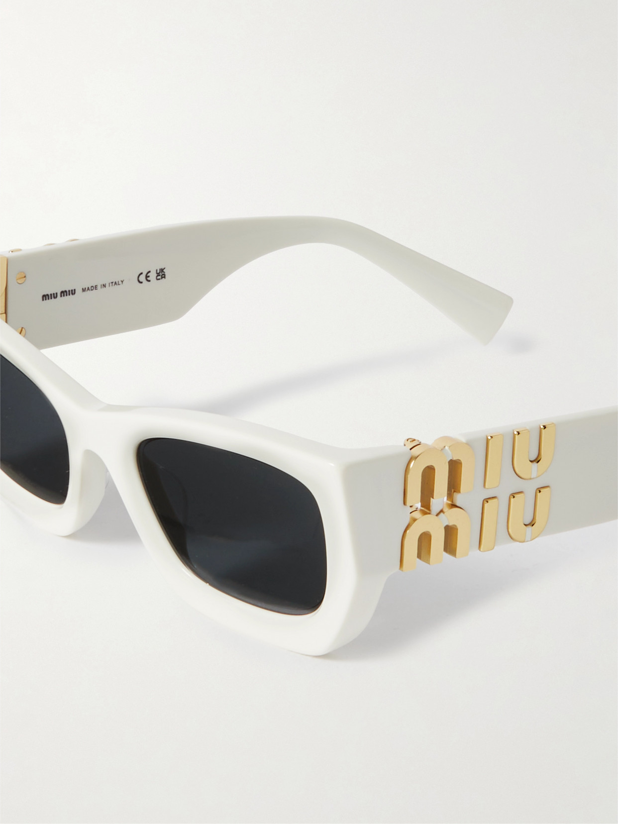 Shop Miu Miu Glimpse Rectangular-frame Acetate Sunglasses In White