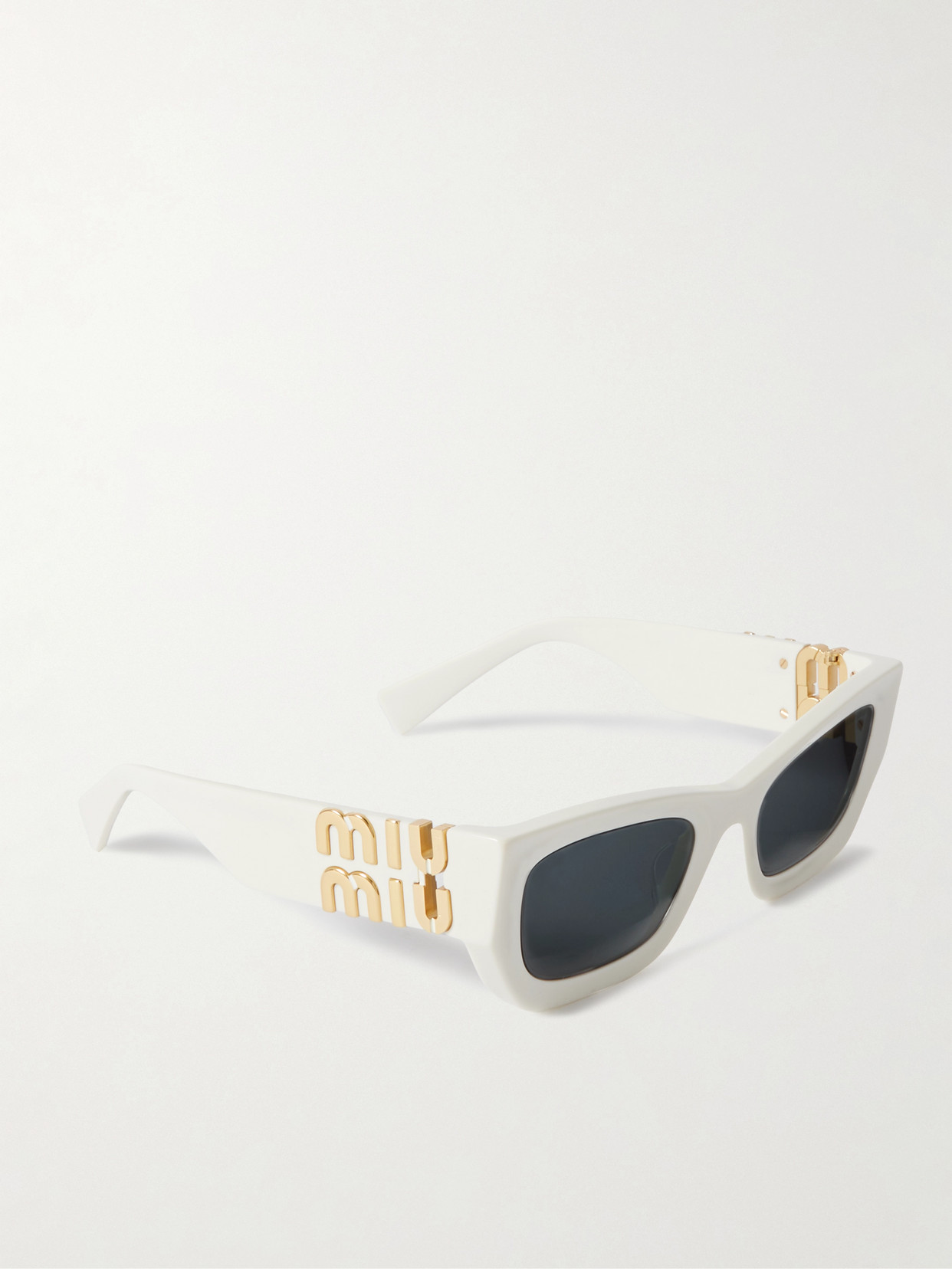 Shop Miu Miu Glimpse Rectangular-frame Acetate Sunglasses In White