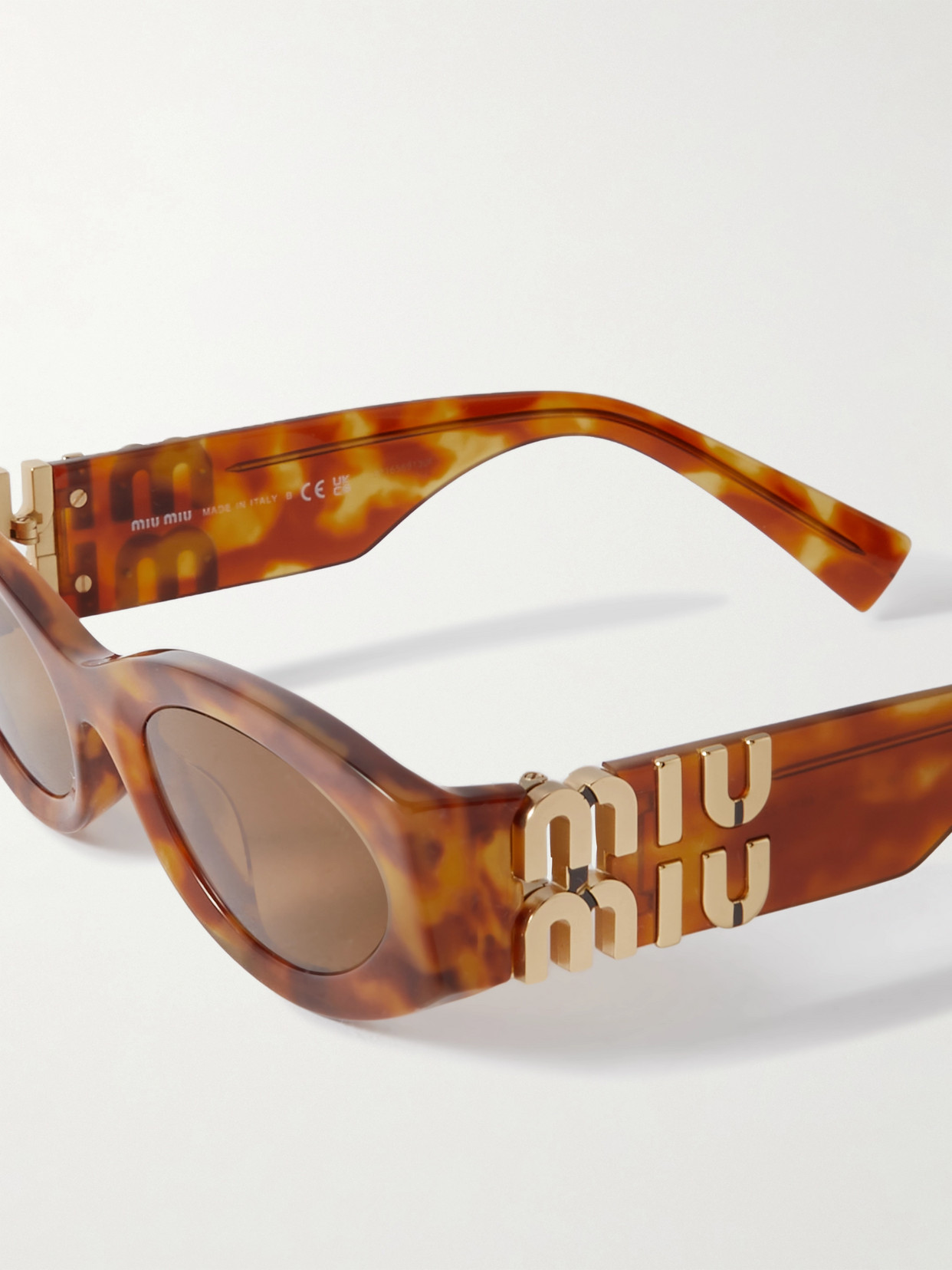 Shop Miu Miu Glimpse Oval-frame Tortoiseshell Acetate Sunglasses