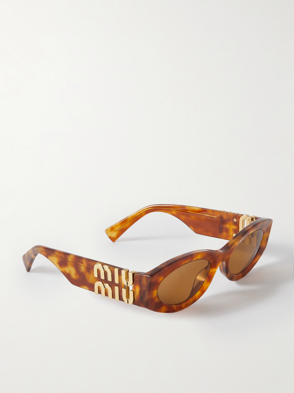 Shop Miu Miu Glimpse Oval-frame Tortoiseshell Acetate Sunglasses