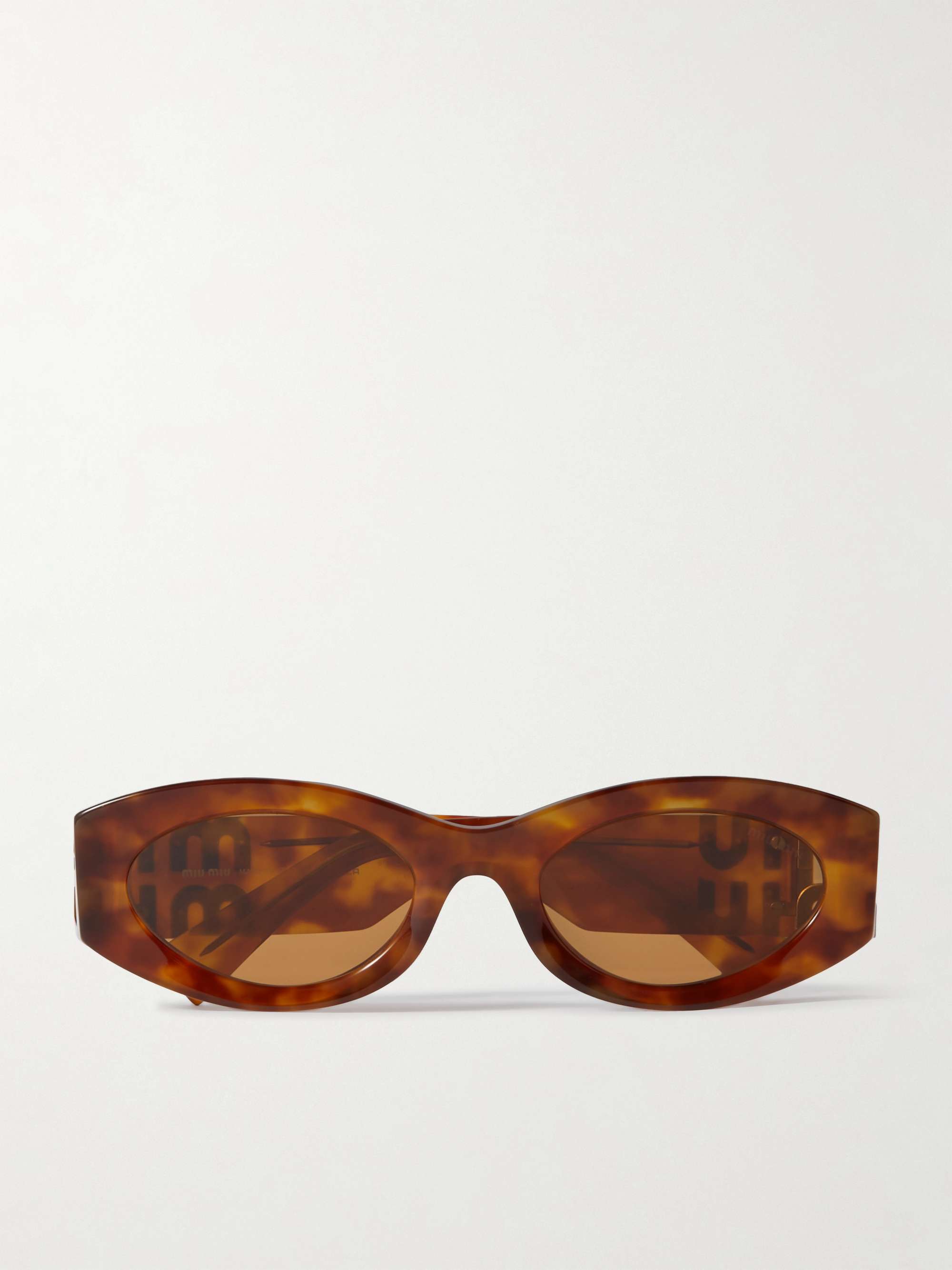Miu Miu Eyewear トータスシェル オーバルサングラス | グリーン