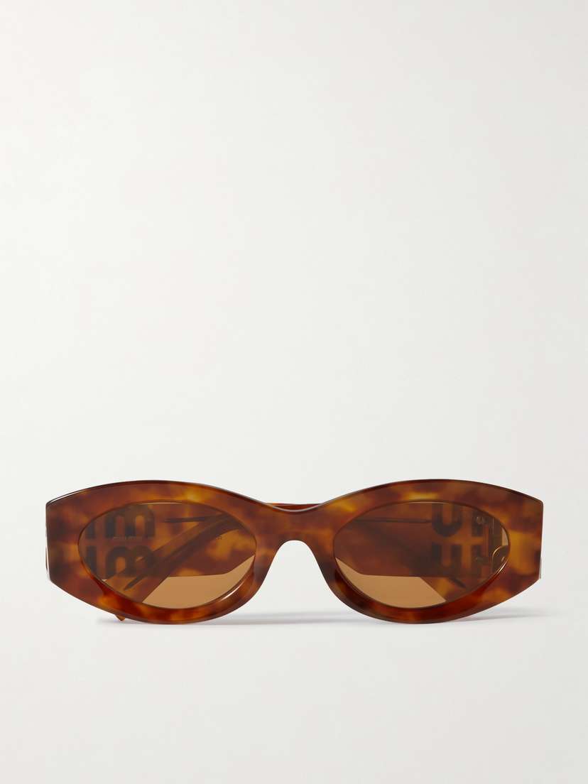 Miu Miu Eyewear Glimpse Oval-frame Tortoiseshell Acetate Sunglasses