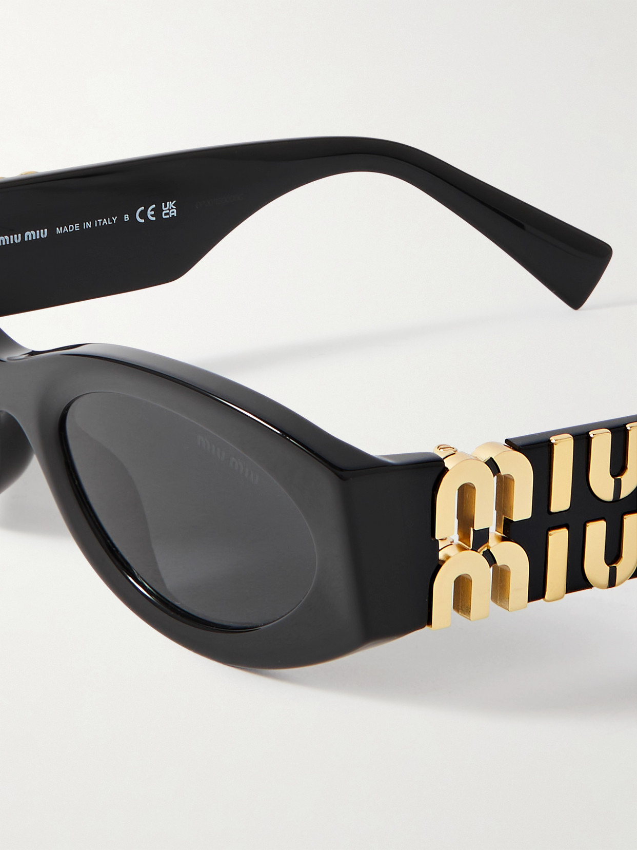 Miu Miu Glimpse Oval-frame Acetate Sunglasses In Black