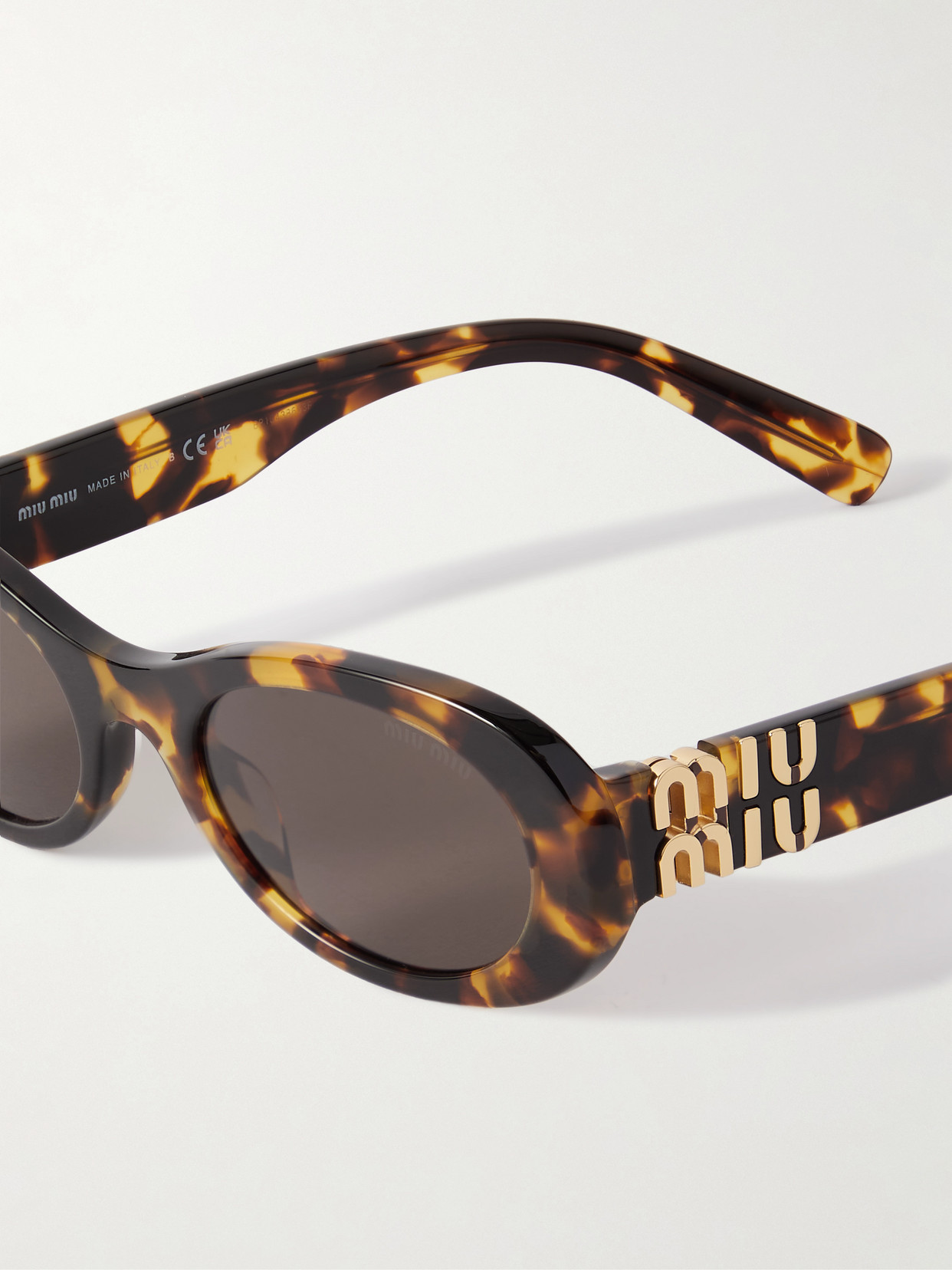 Miu Miu Oval-frame Tortoiseshell Acetate Sunglasses In Tortoiseshell
