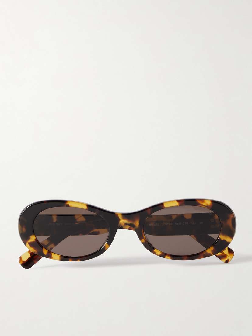 Miu Miu Eyewear Oval-frame Tortoiseshell Acetate Sunglasses
