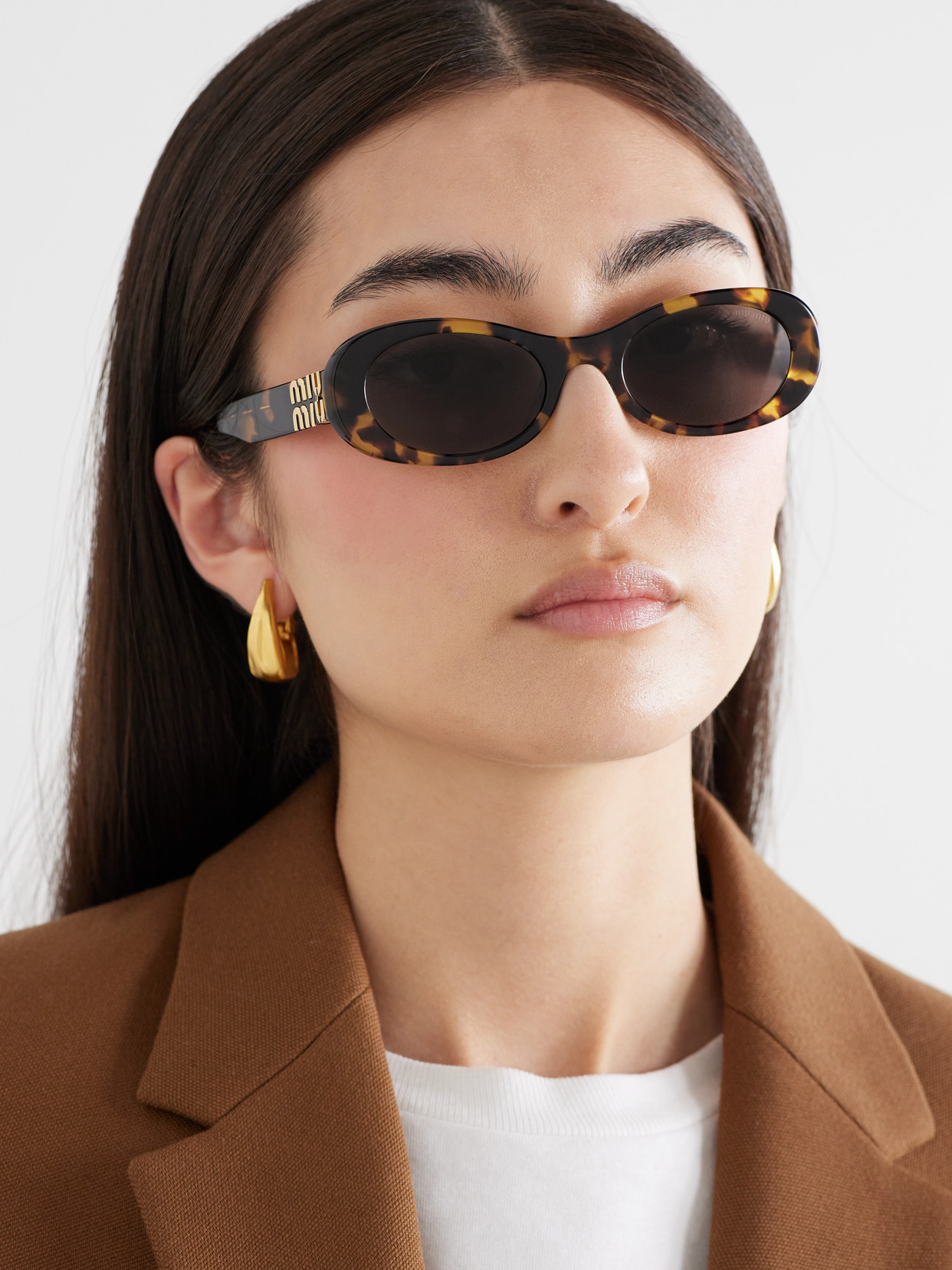 Miu Miu Oval-frame Tortoiseshell Acetate Sunglasses In Tortoiseshell