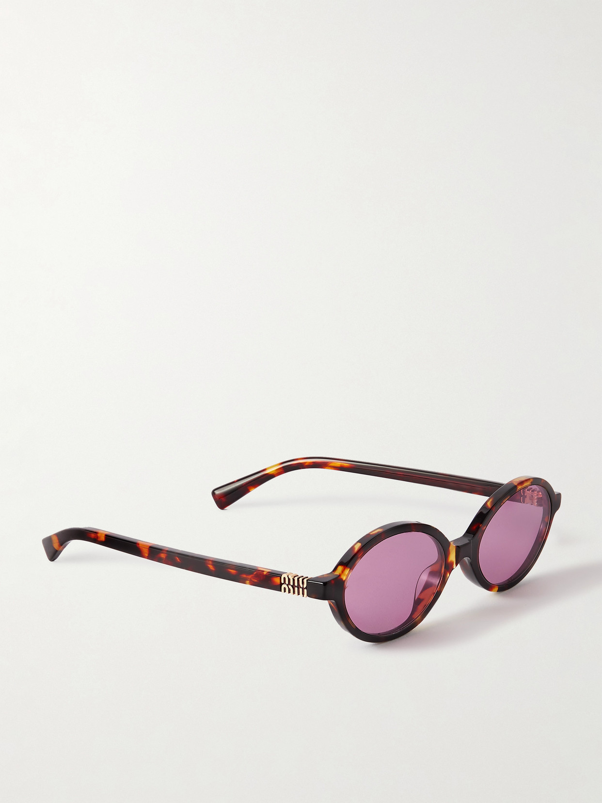 Miu Miu Oval-frame Tortoiseshell Acetate Sunglasses In Tortoiseshell