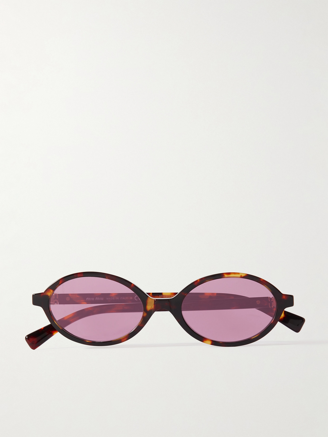 Miu Miu Oval-frame Tortoiseshell Acetate Sunglasses In Gold