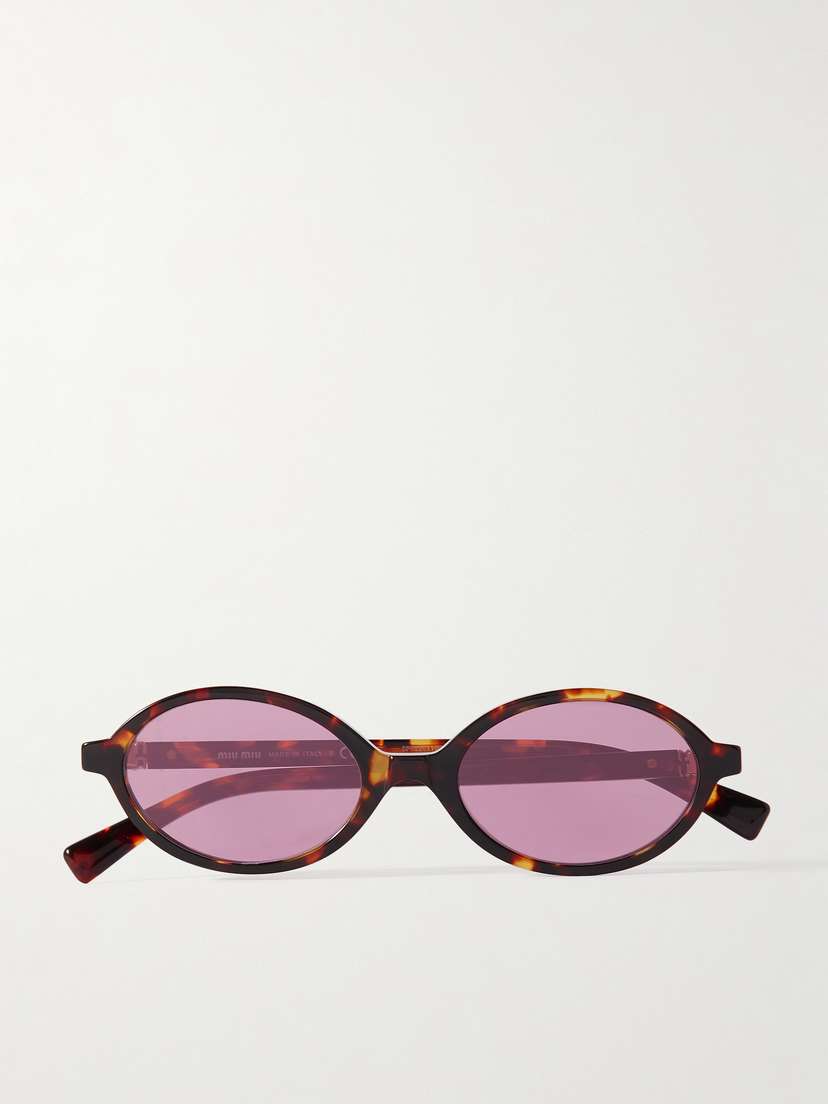 Miu Miu Eyewear Oval-frame Tortoiseshell Acetate Sunglasses