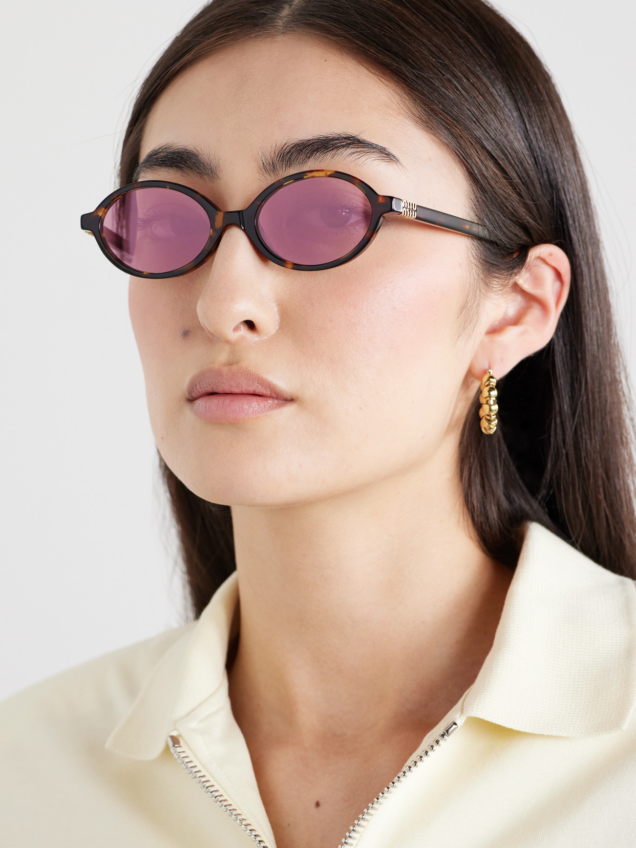 Miu Miu Oval-frame Tortoiseshell Acetate Sunglasses In Tortoiseshell