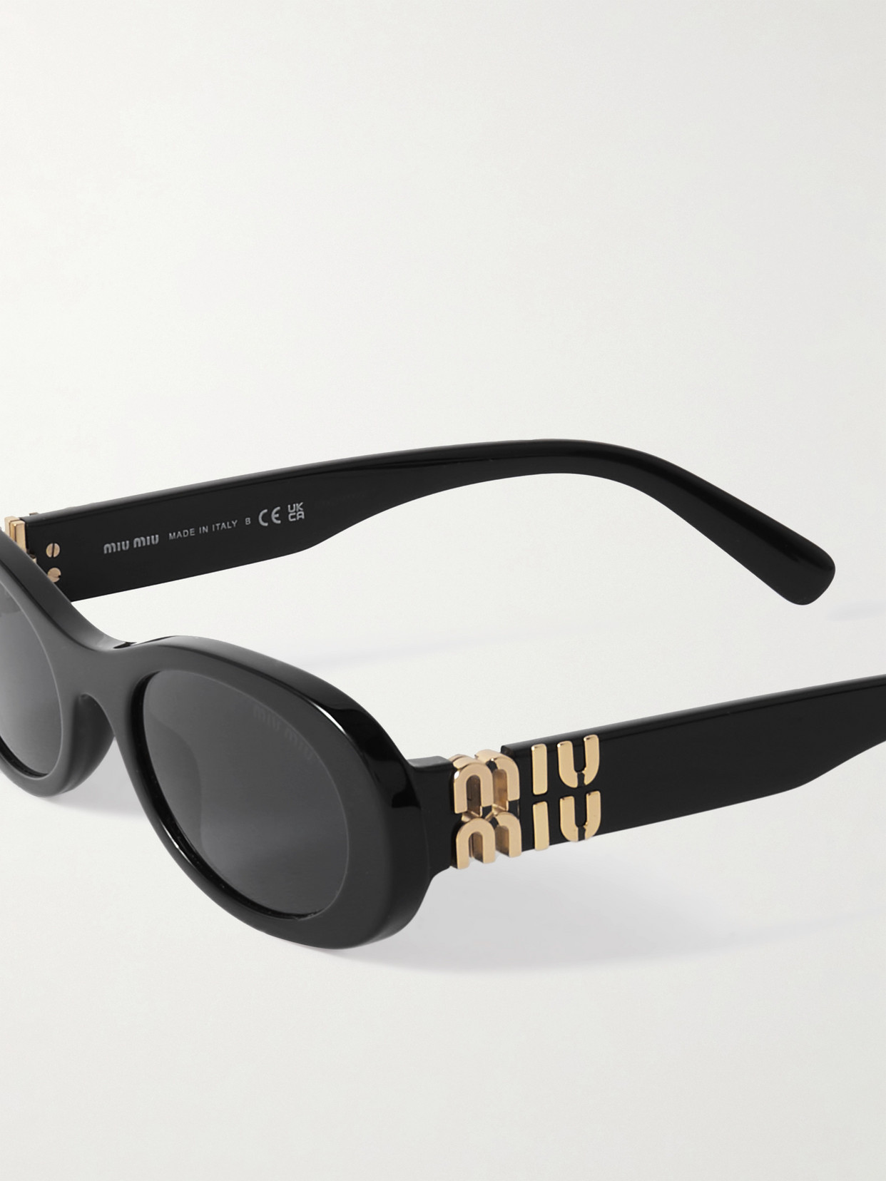 Miu Miu Oval-frame Acetate Sunglasses In Black