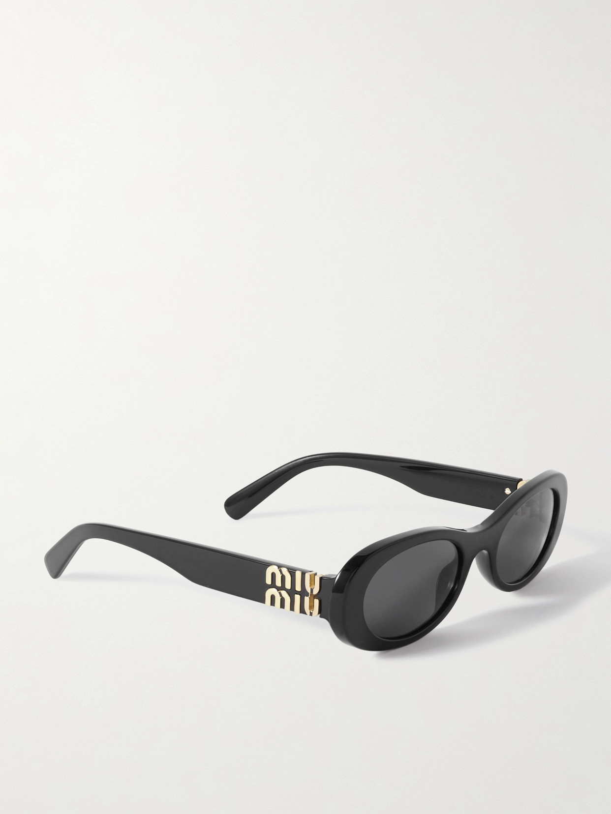 Miu Miu Oval-frame Acetate Sunglasses In Black