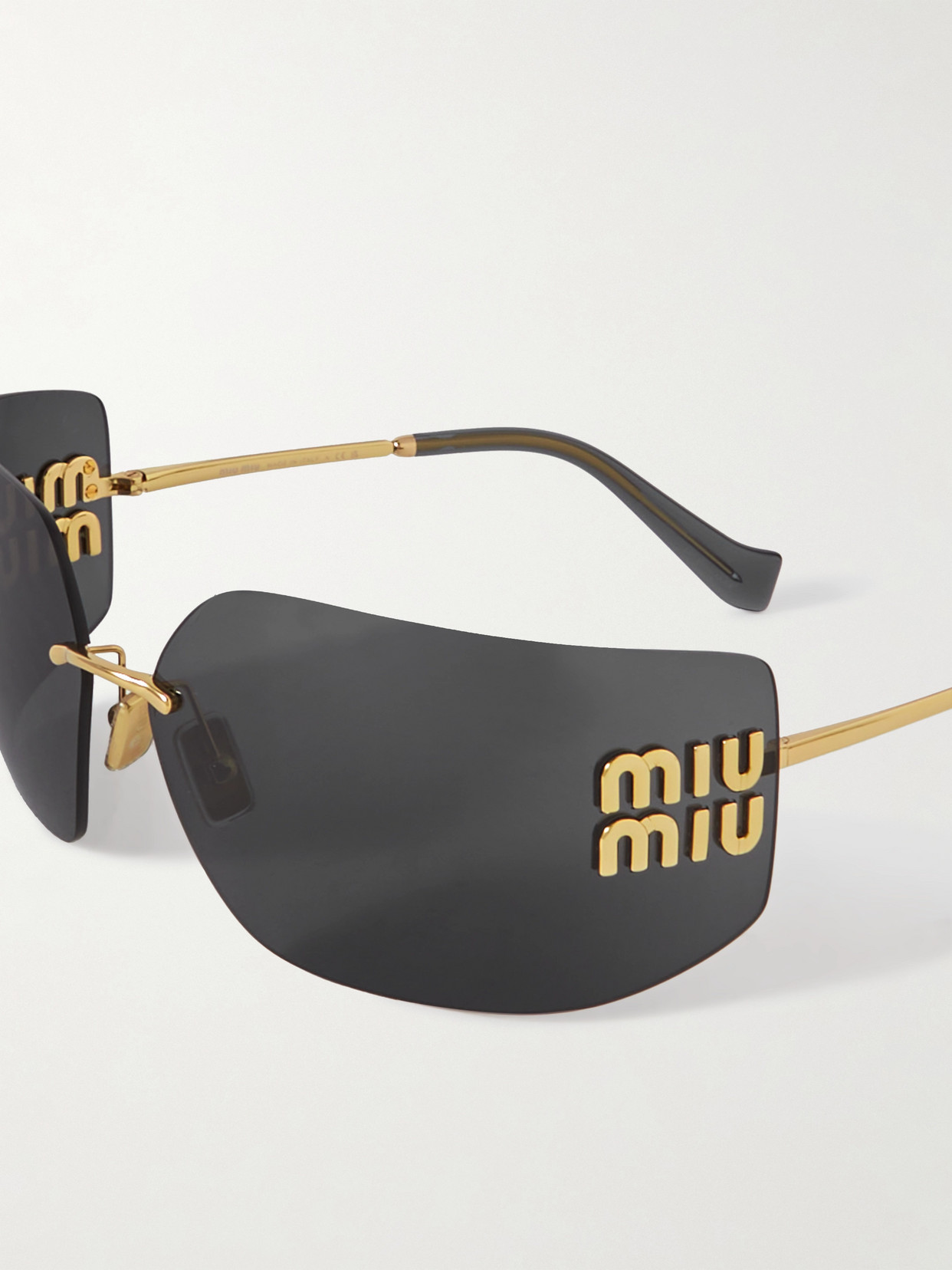 Miu Miu D-frame Gold-tone Sunglasses In Black