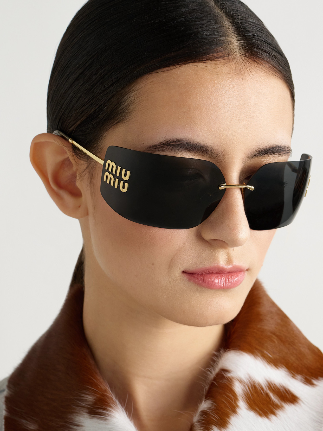 Miu Miu D-frame Gold-tone Sunglasses In Black