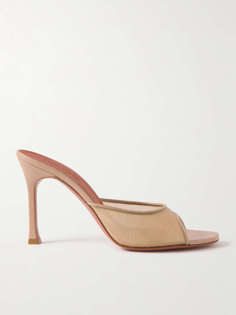 Amina Muaddi Alexa Mesh And Leather Mules - IT35